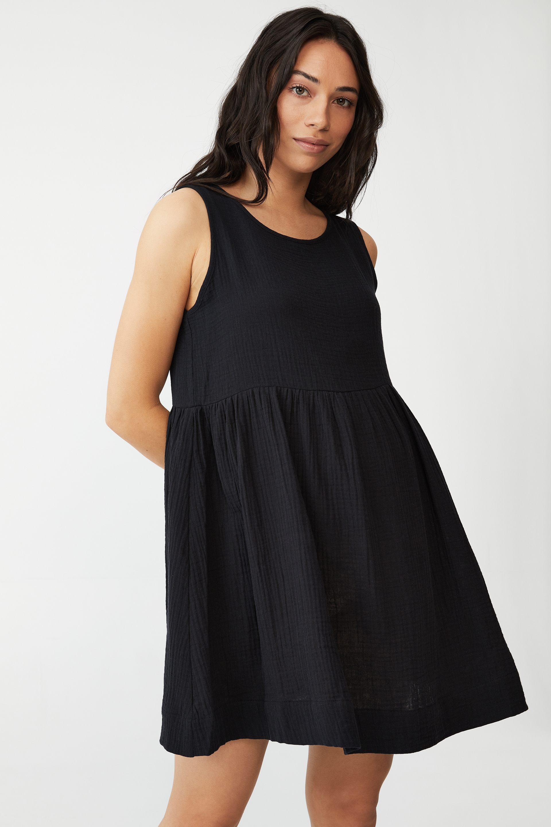 Cotton On Women - Maternity Cheese Cloth Sleeveless Dress - Black