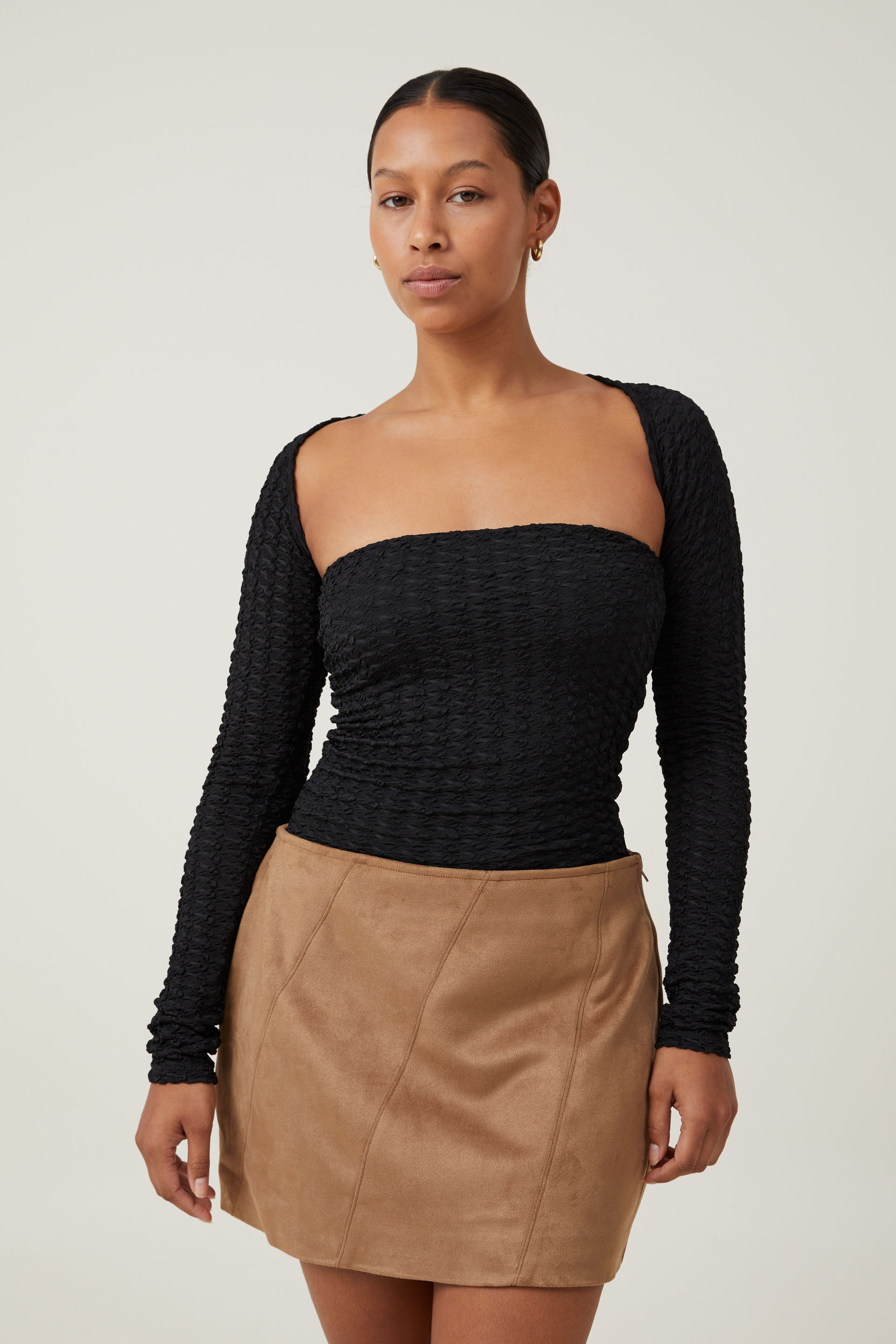 Cotton On Women - Nova Textured Long Sleeve Shrug - Black
