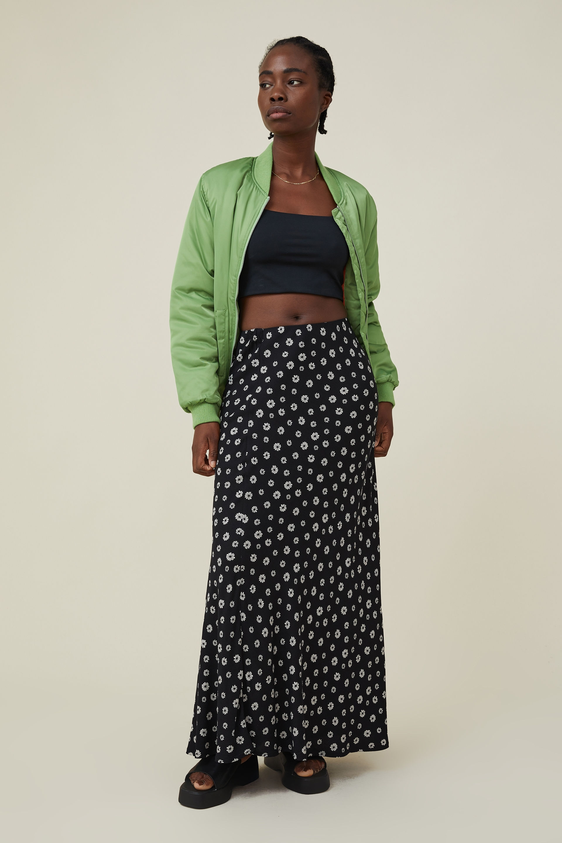 Cotton On Women - Bloom Maxi Slip Skirt - Kika daisy floral black