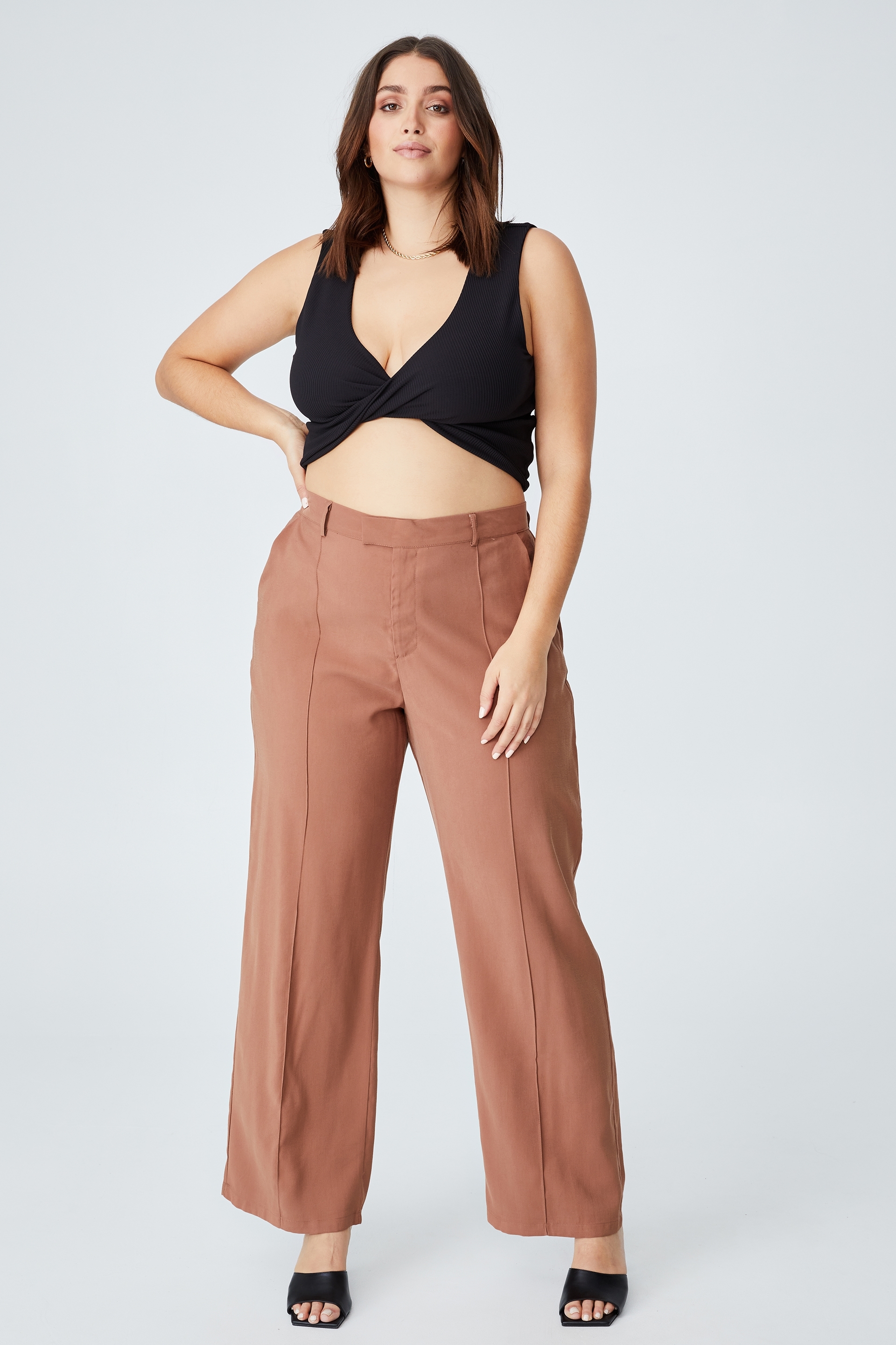 Cotton On Women - Curve Darcy Soft Tailored Pant - Cocoa bean