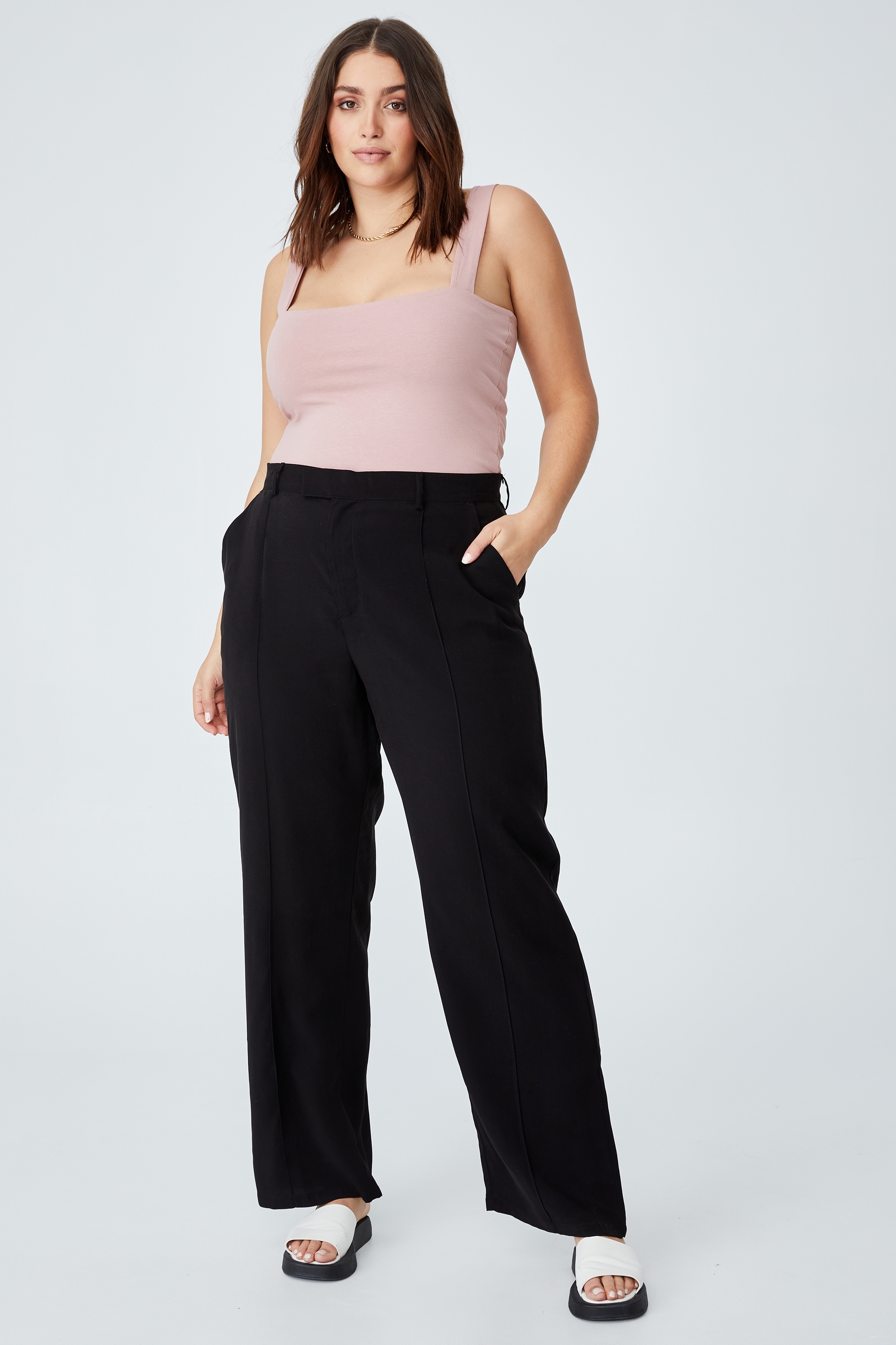 Cotton On Women - Curve Darcy Soft Tailored Pant - Black