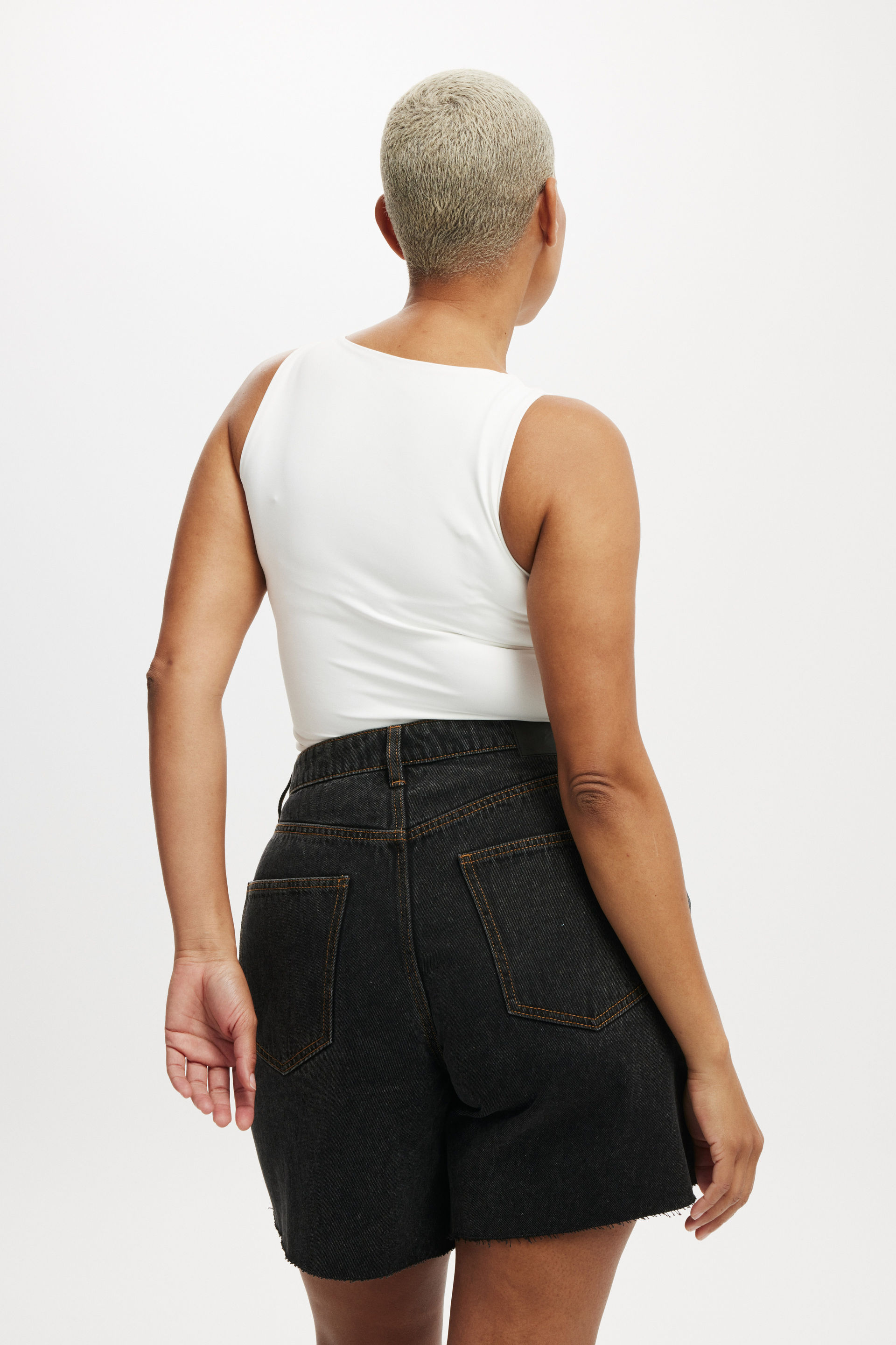 Curvy Fit Denim shorts - White - Ladies | H&M IN