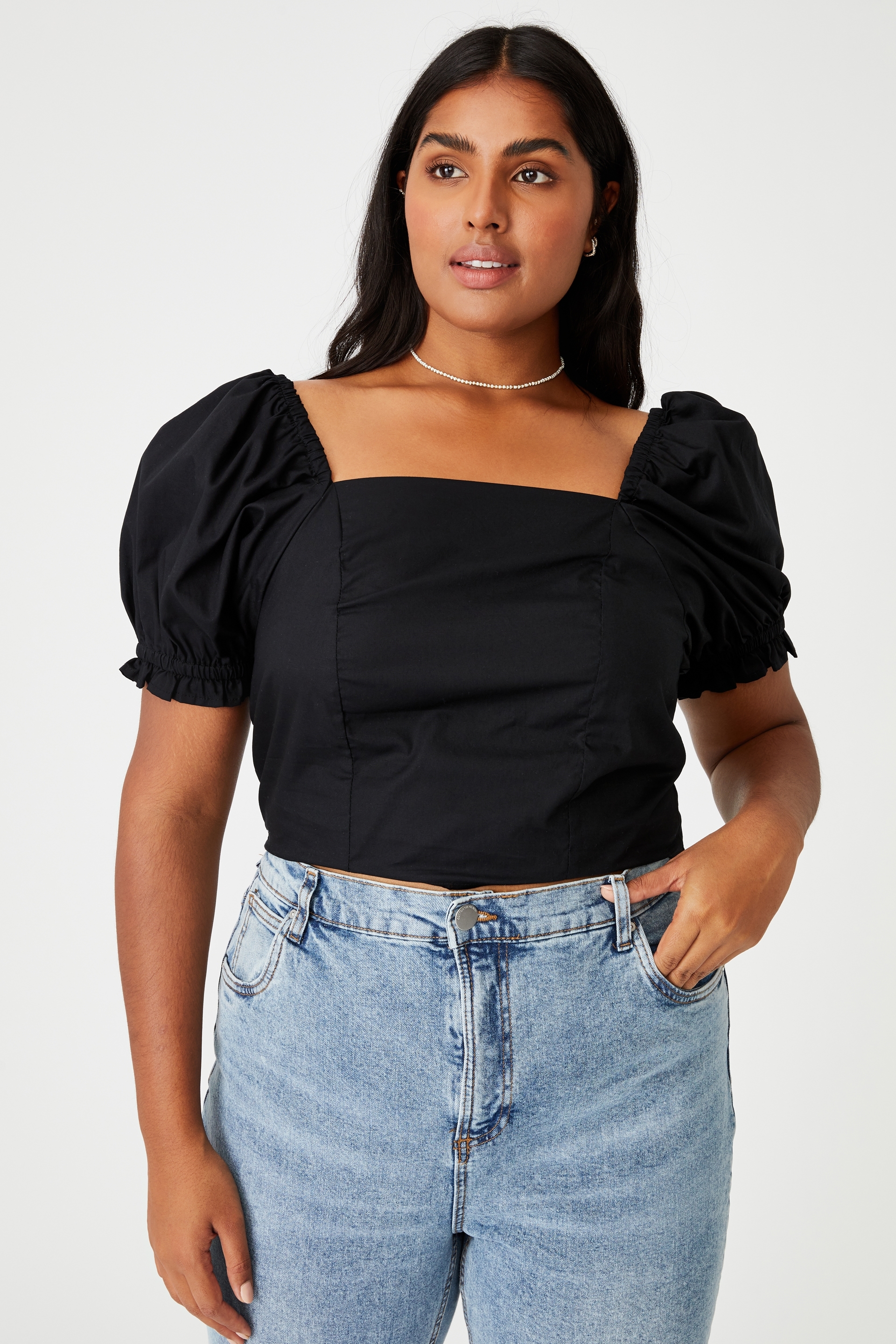 Curve Holly Woven Square Neck Top