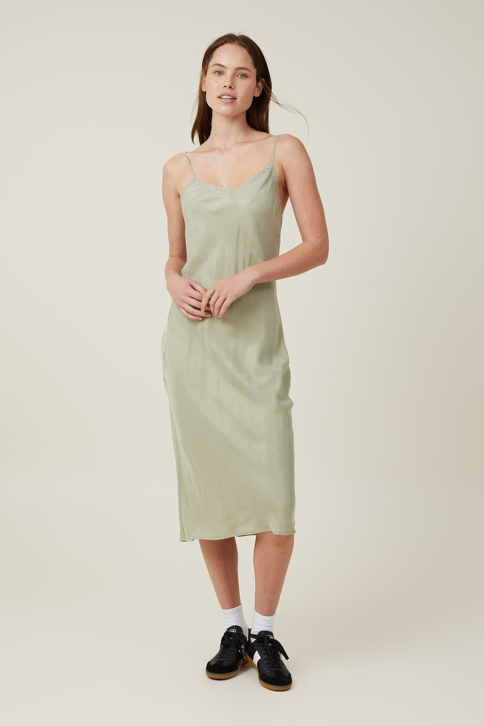 Cotton On Women - Cleo Cupro Midi Dress - Cool khaki