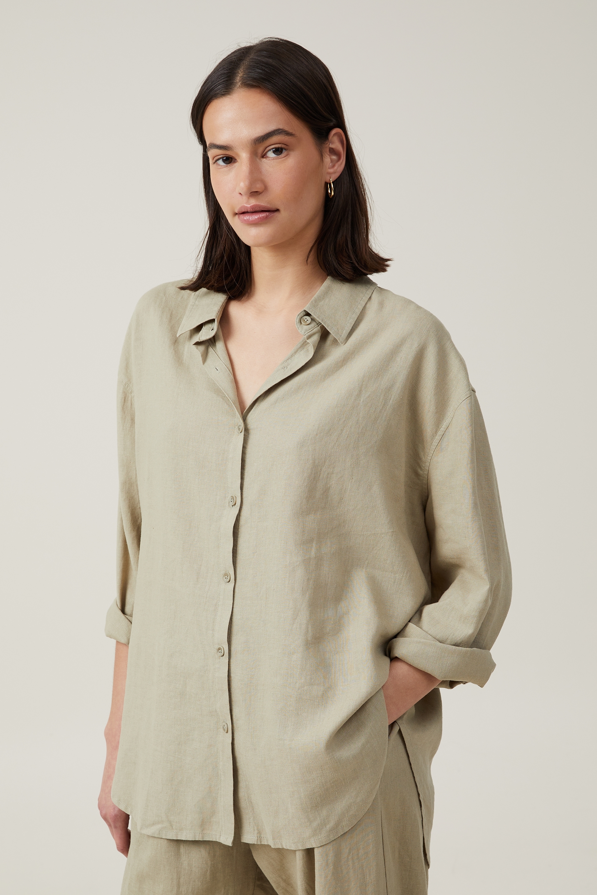 Cotton On Women - Haven Long Sleeve Shirt - Desert sage