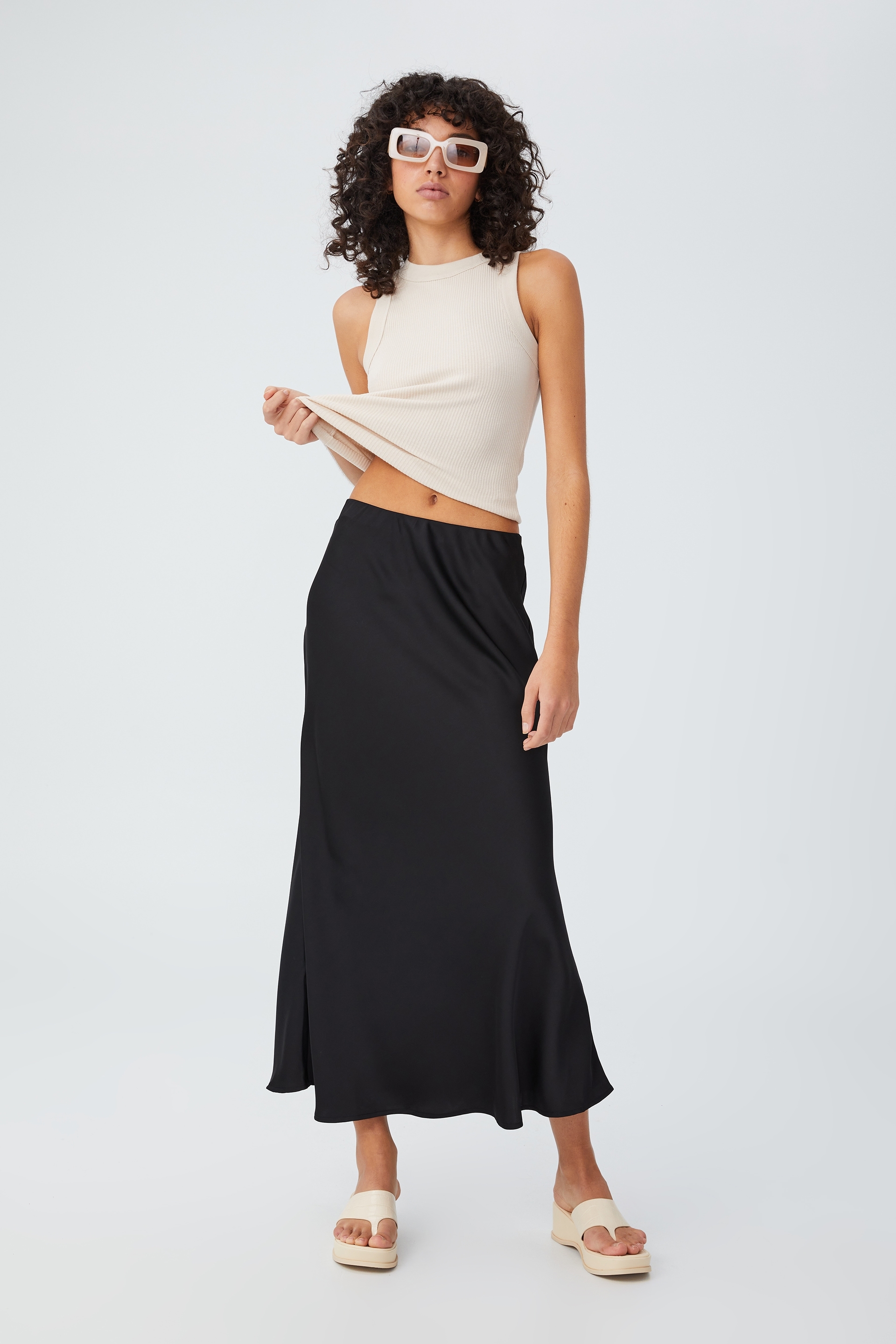 Cotton On Women - Amalfi Satin Maxi Skirt - Black