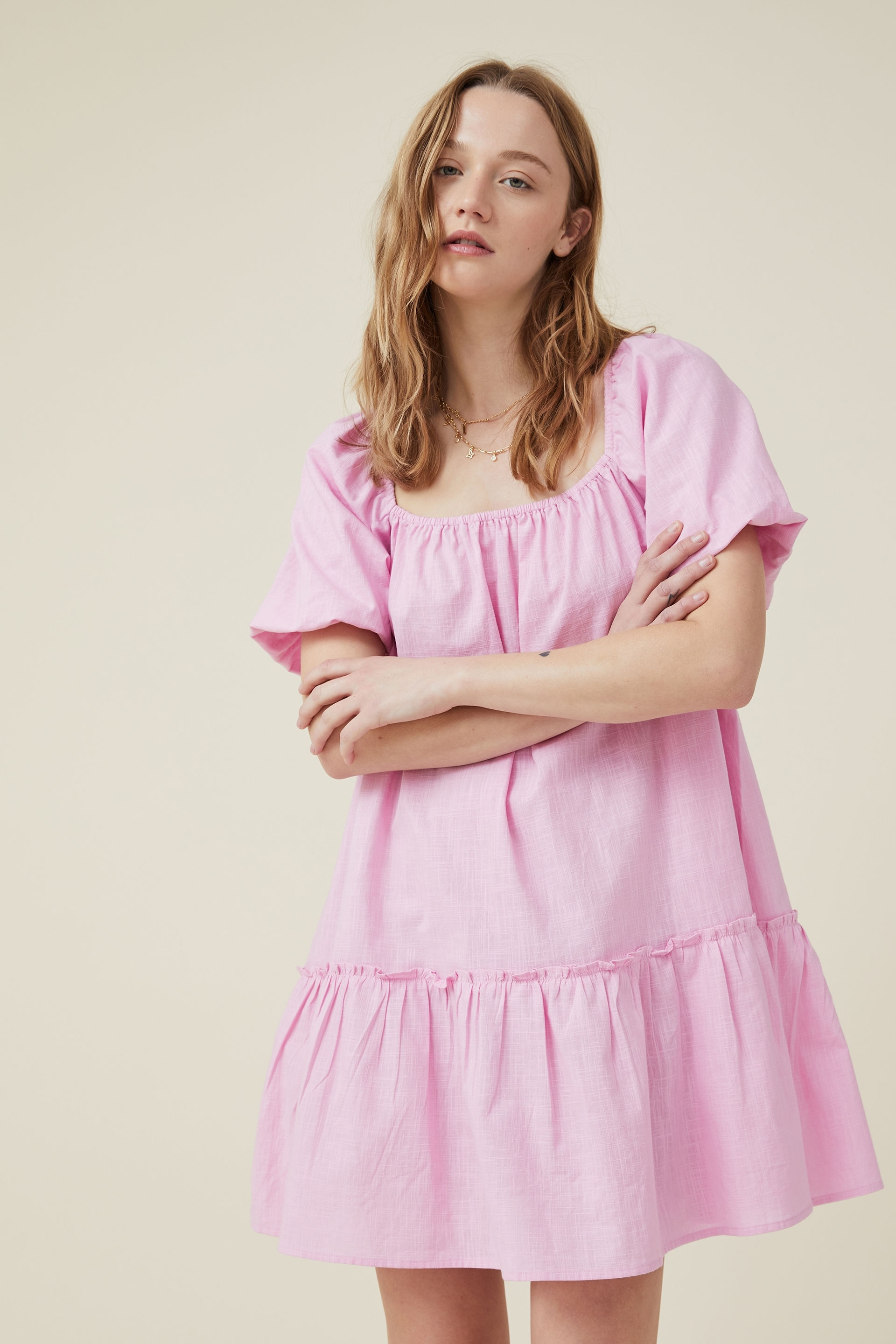 Cotton On Women - Harlow Short Sleeve Mini Dress - Cafe pink