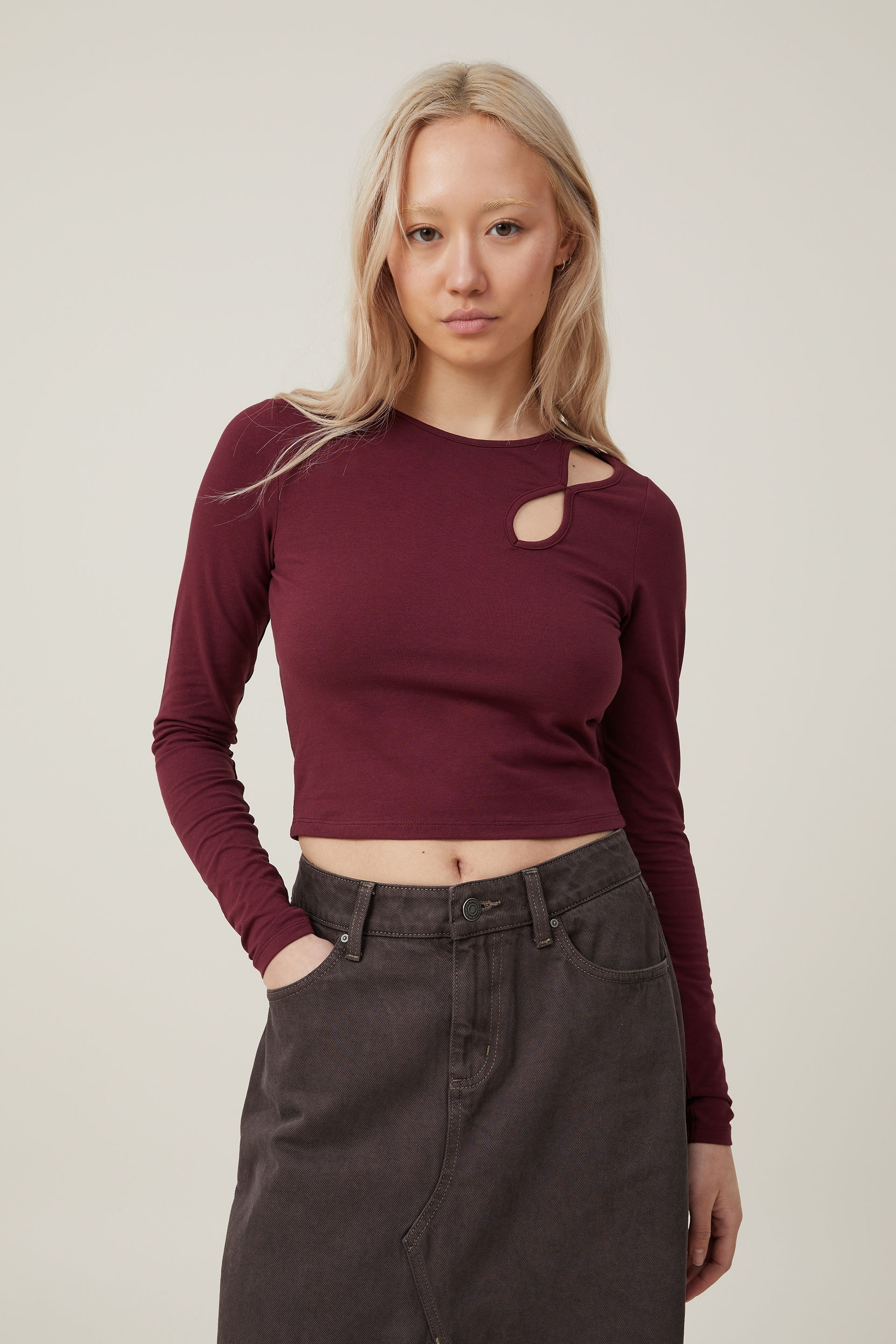 Bailey Keyhole Shoulder Long Sleeve Top