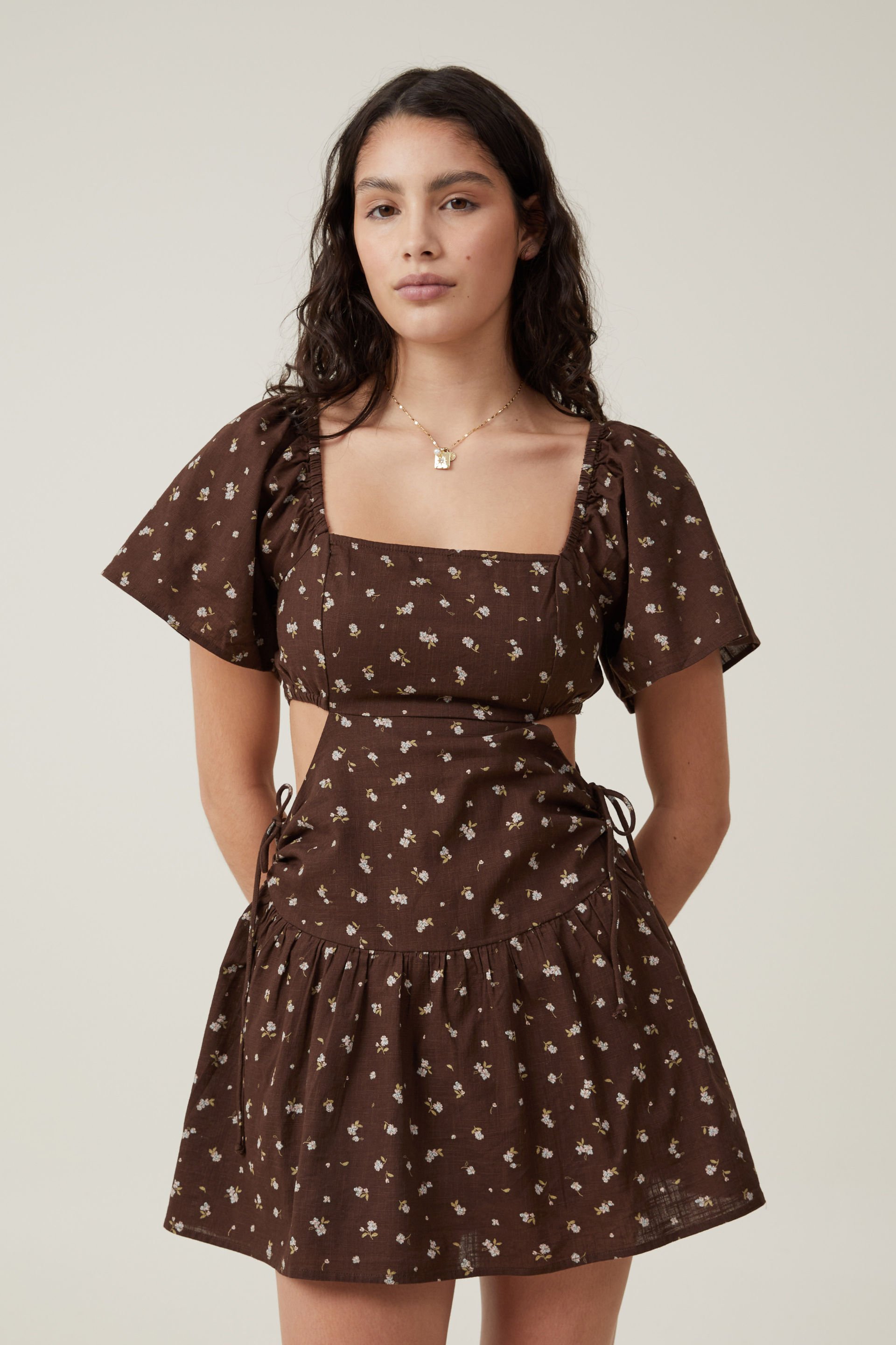 Cotton On Women - Presley Mini Dress - Esme ditsy dark oak