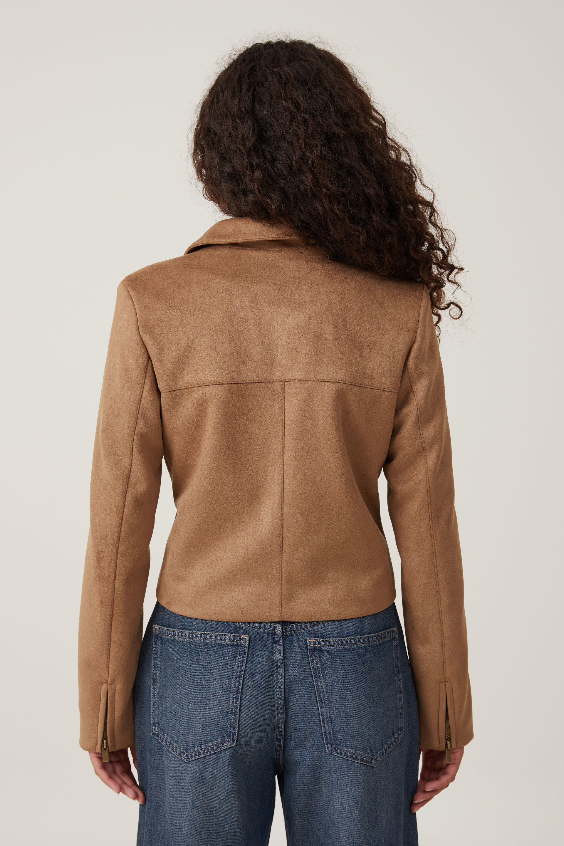 long faux suede jacket