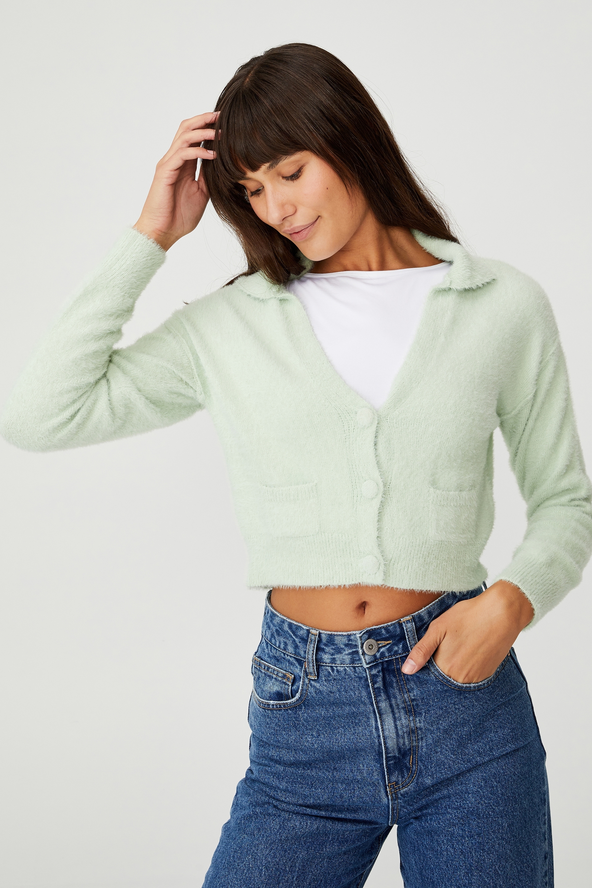 Cotton On Women - Super Luxe Super Crop Cardigan - Spring mint