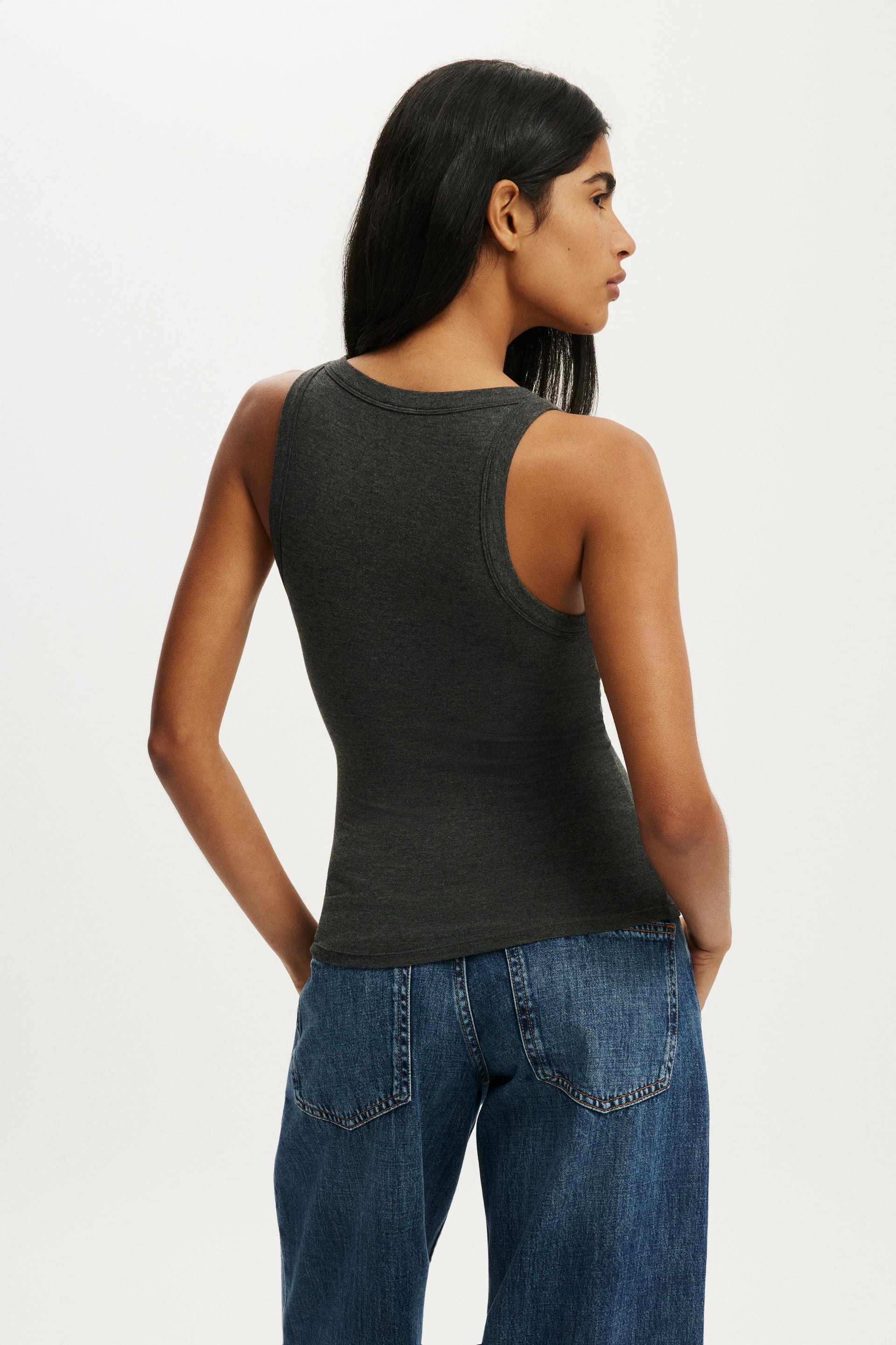 Women’s Charcoal Sheer Layer Scoop Tank | Cotton On South Africa