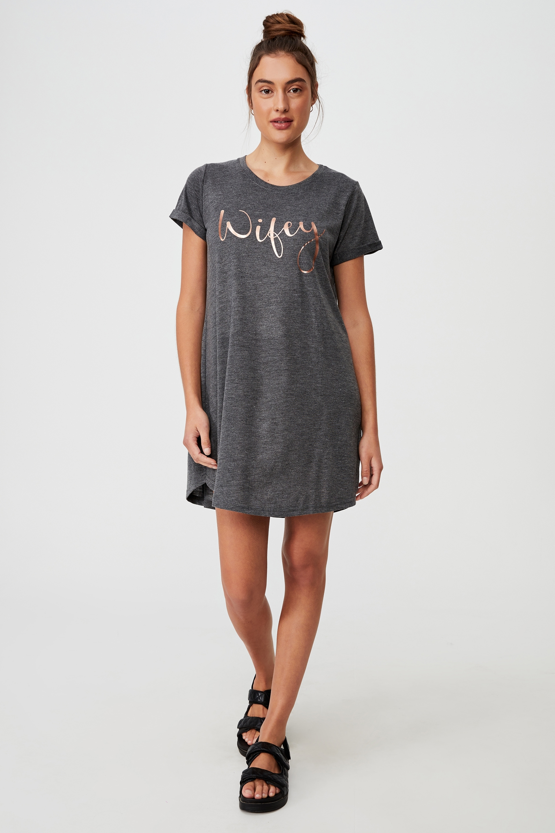 Cotton On Women - Personalised Tina Tshirt Dress - Charcoal marle