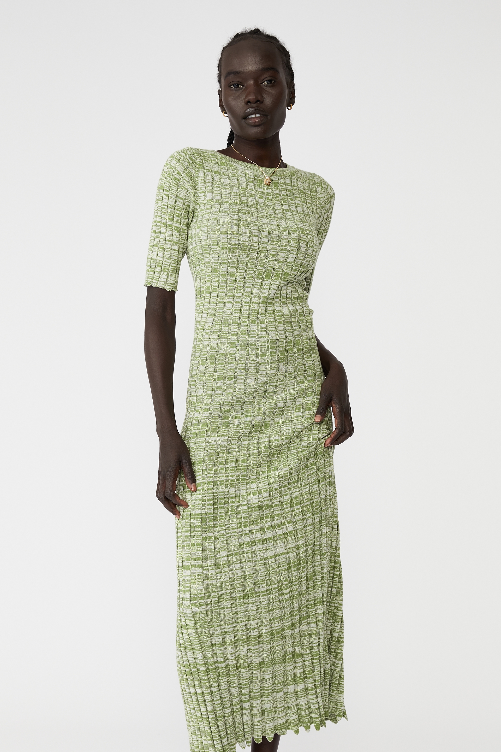 Cotton On Women - Twist Knit Short Sleeve Midi Dress - Soft green twist