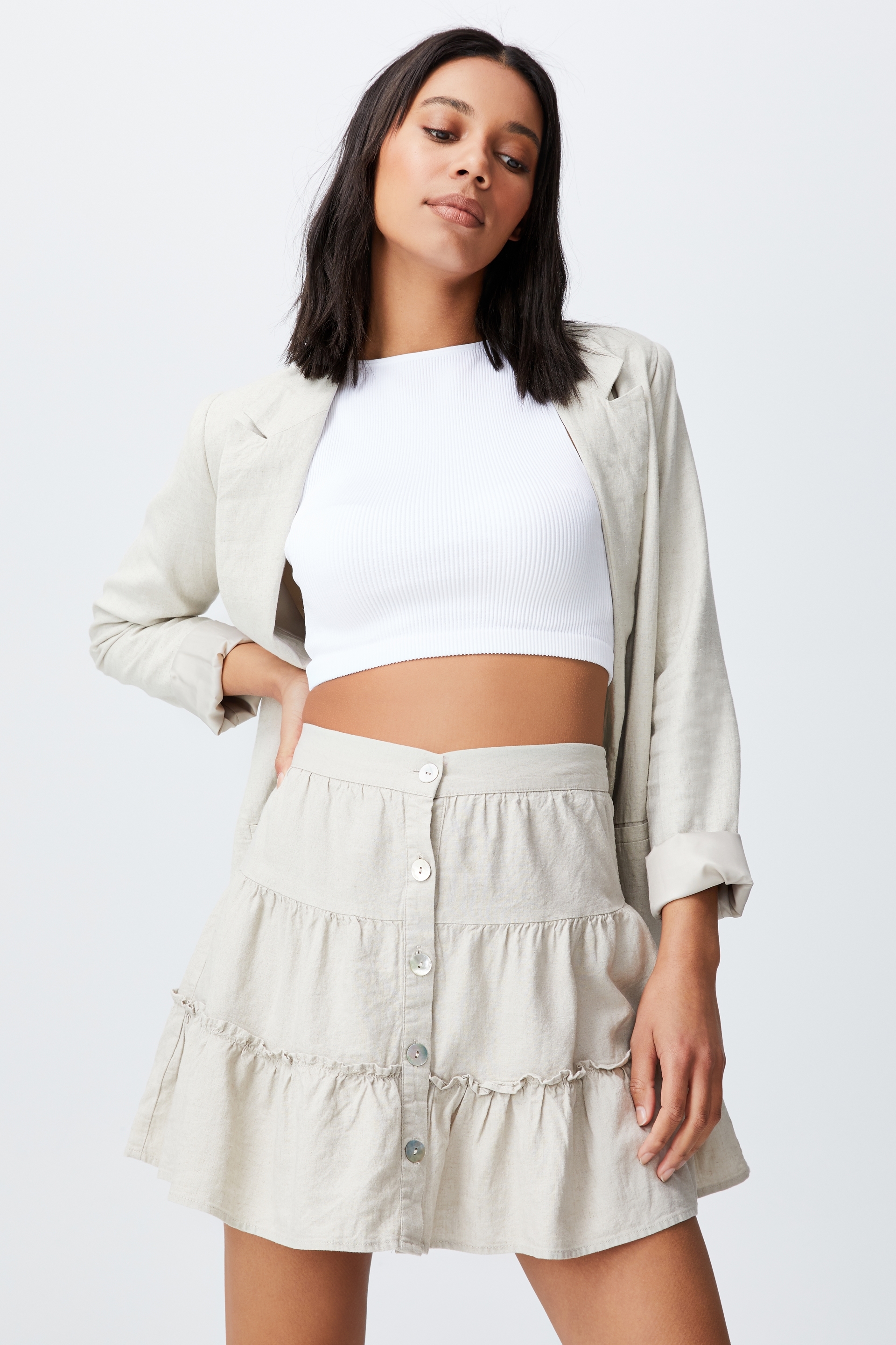 Cotton On Women - Woven Tawni Tiered Mini Skirt - Fawn