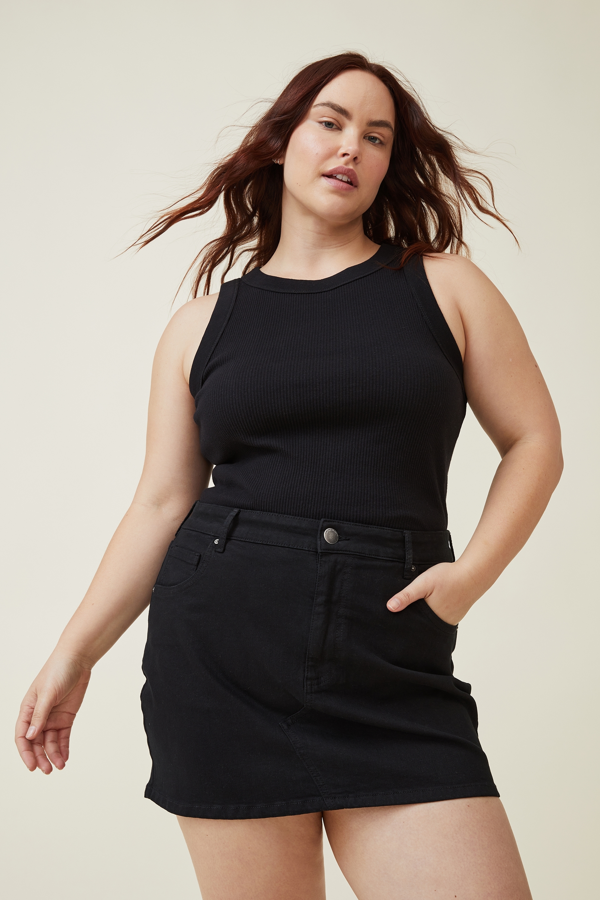 Cotton On Women - Curve Core Denim Mini Skirt - Black