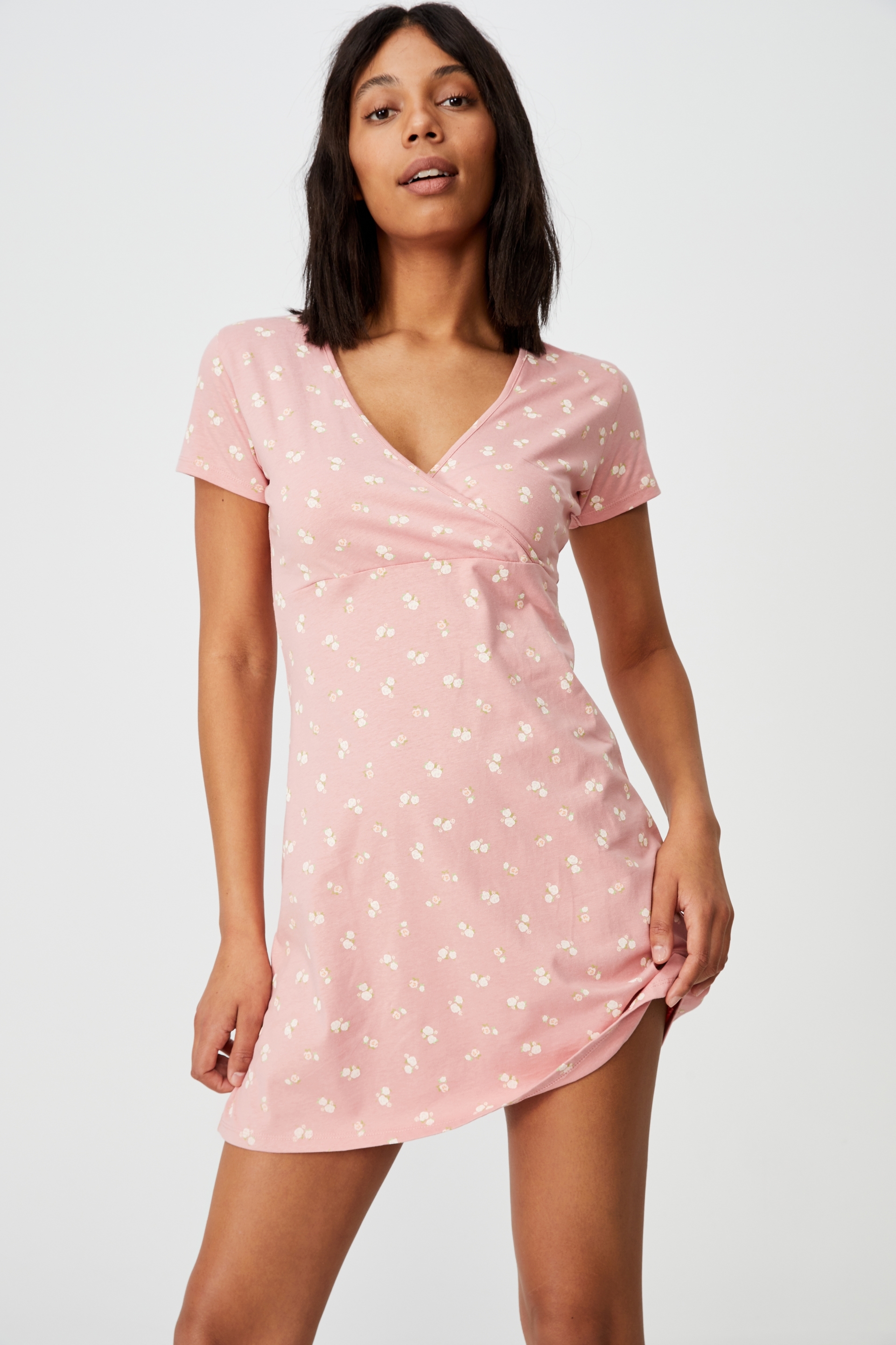 Cotton On Women - Bessie Cross Over Mini Dress - Ruthie rose petal pink