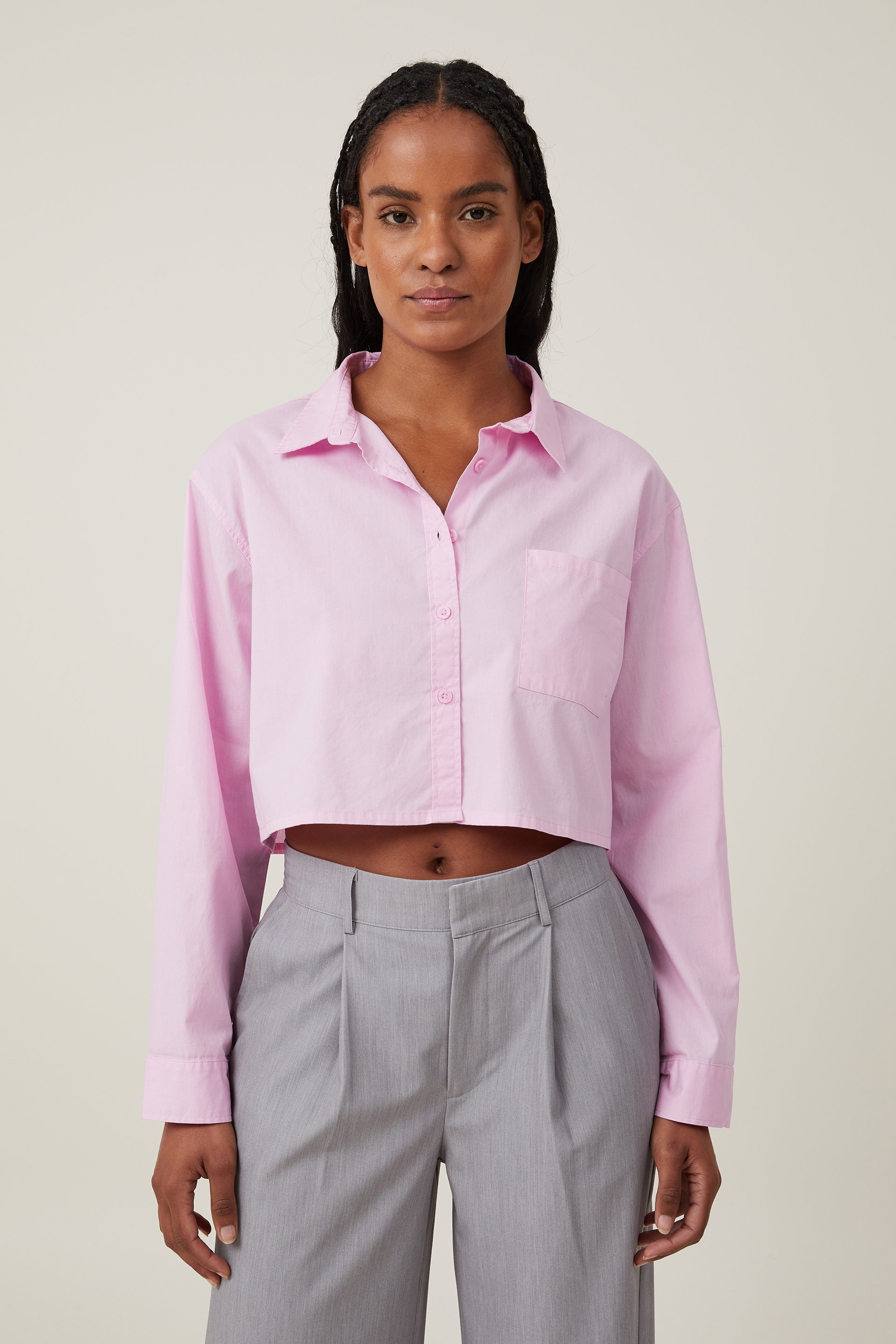 Cotton On Women - Cropped Dad Shirt - Pink