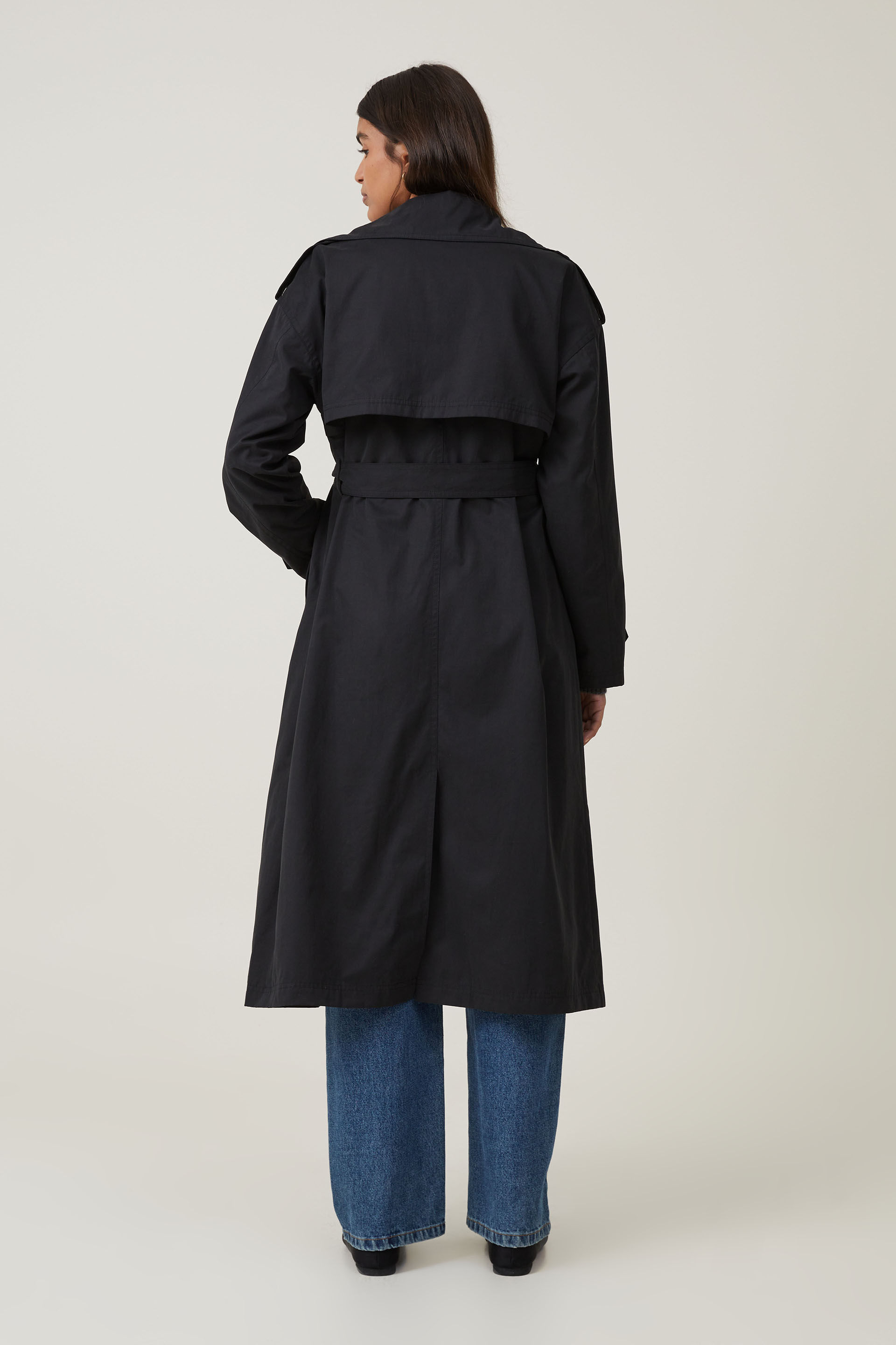 Full length black deals trench coat