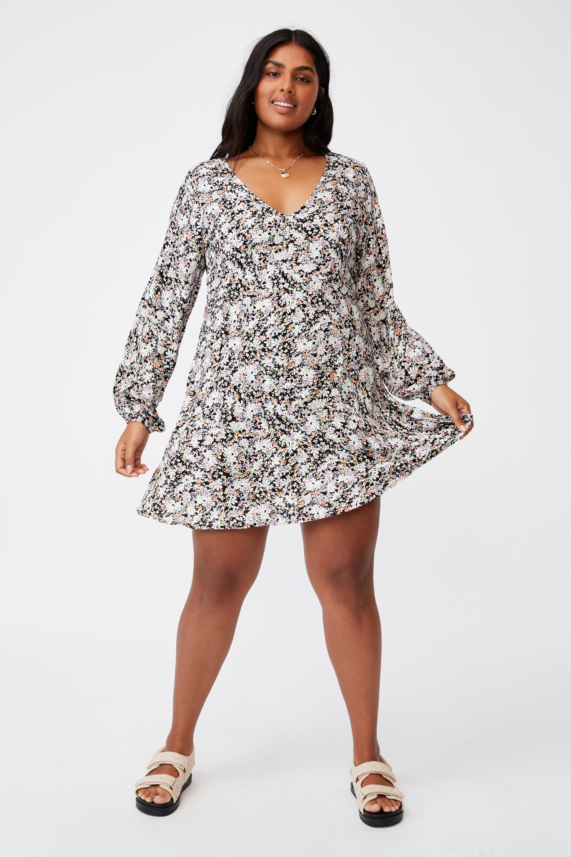 long sleeve mini dress plus size