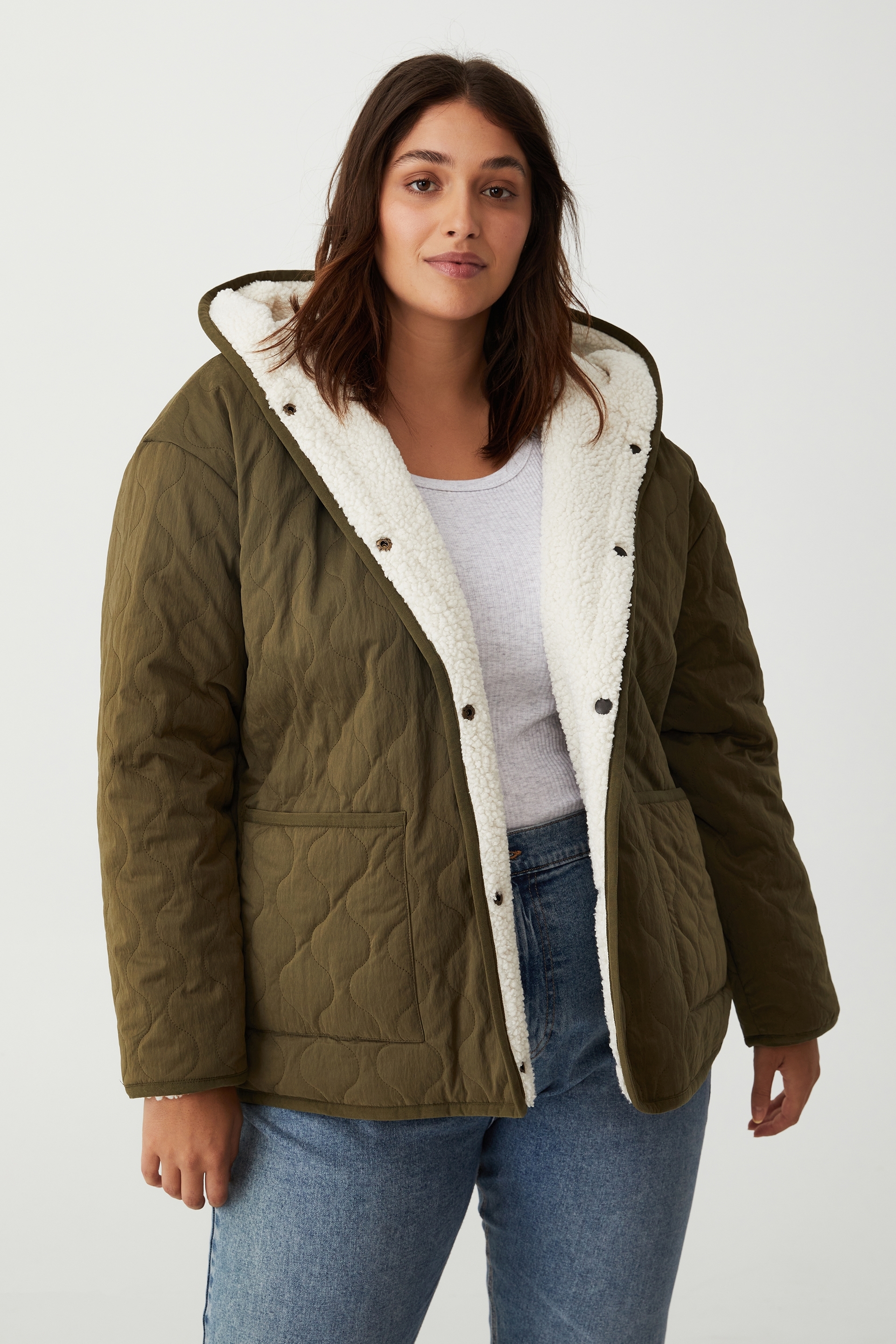 plus size hooded teddy jacket