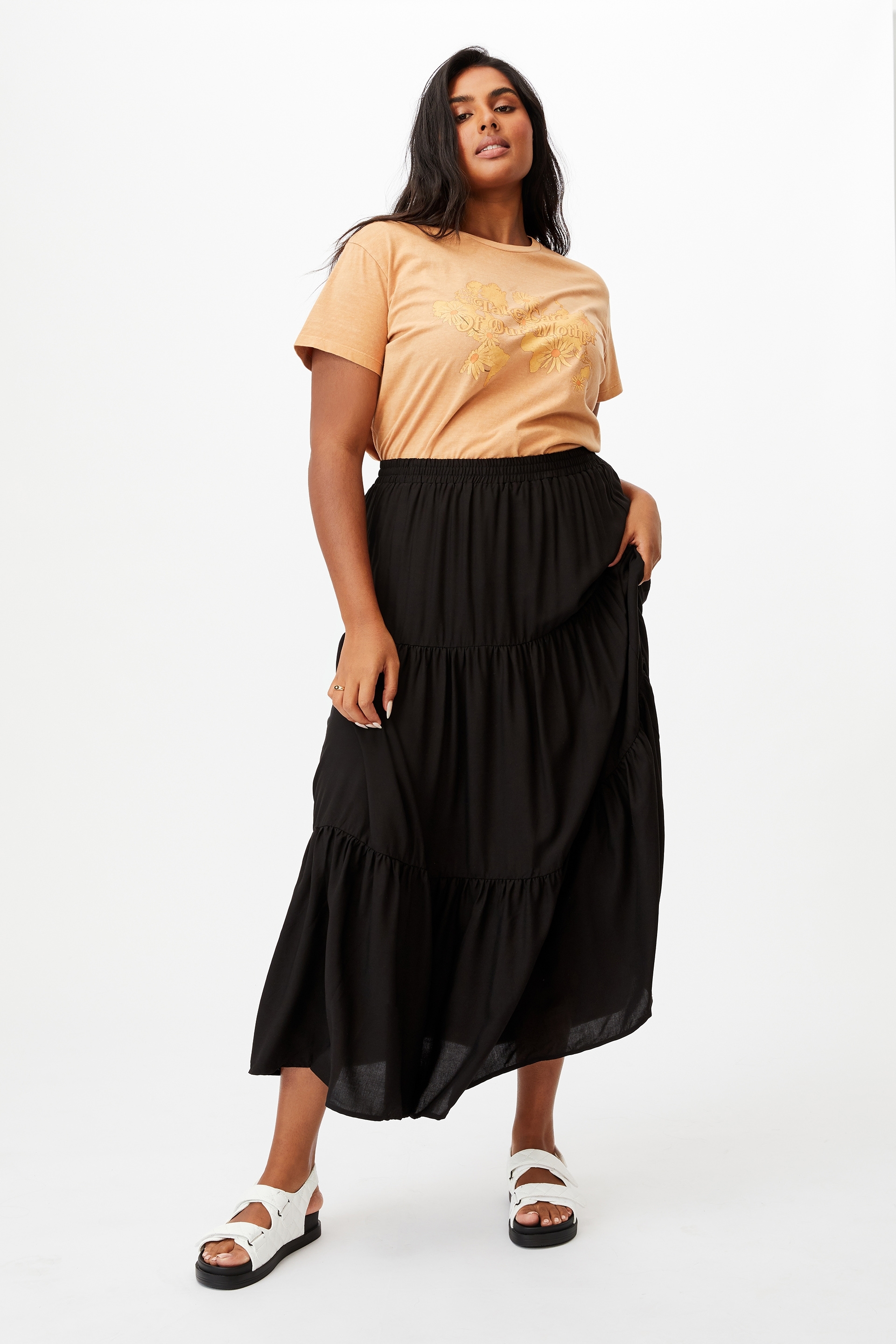 Cotton On Women - curve jasmine maxi skirt - black