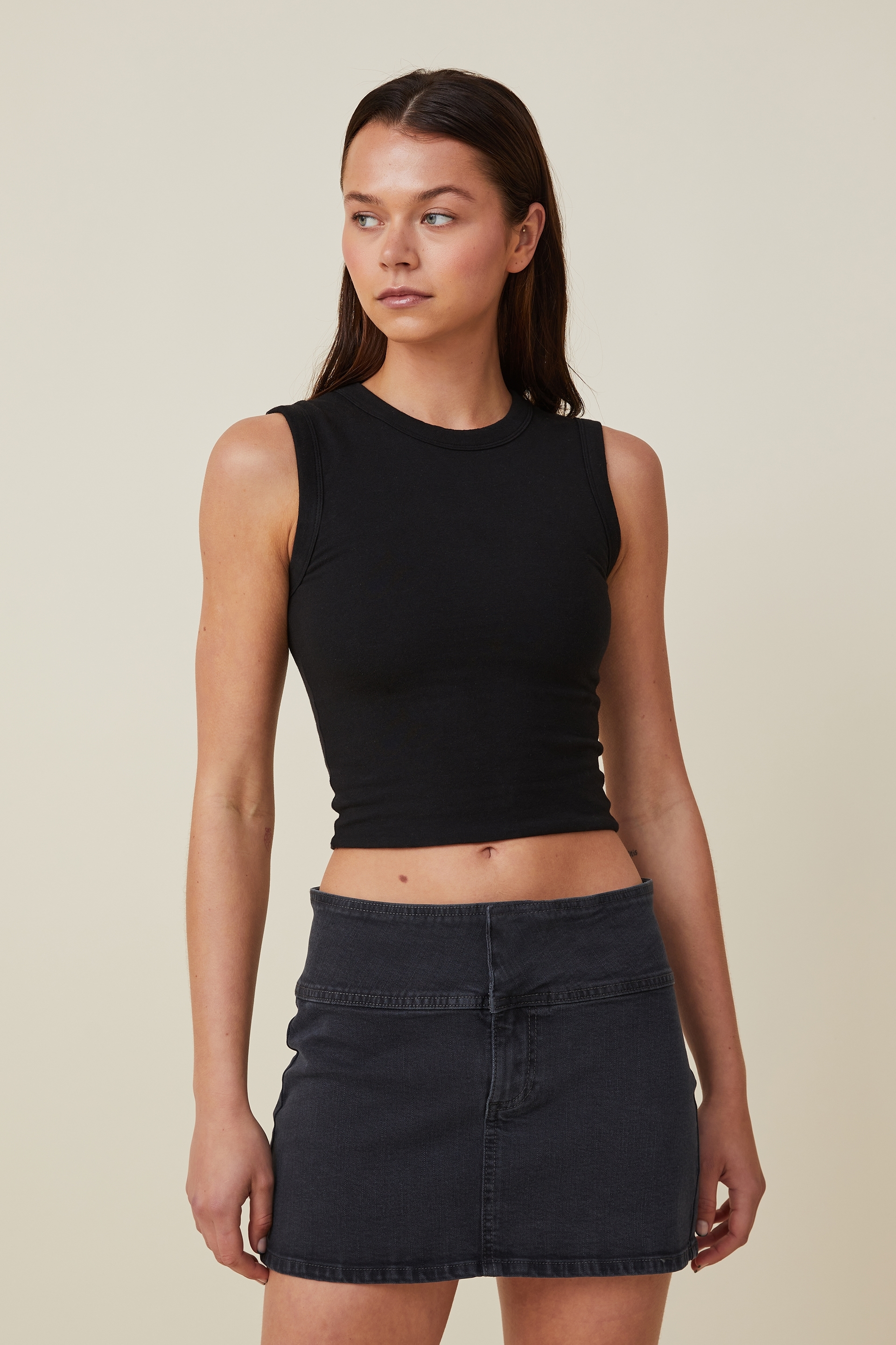 Cotton On Women - Stretch Denim Mini Skirt - Ink black