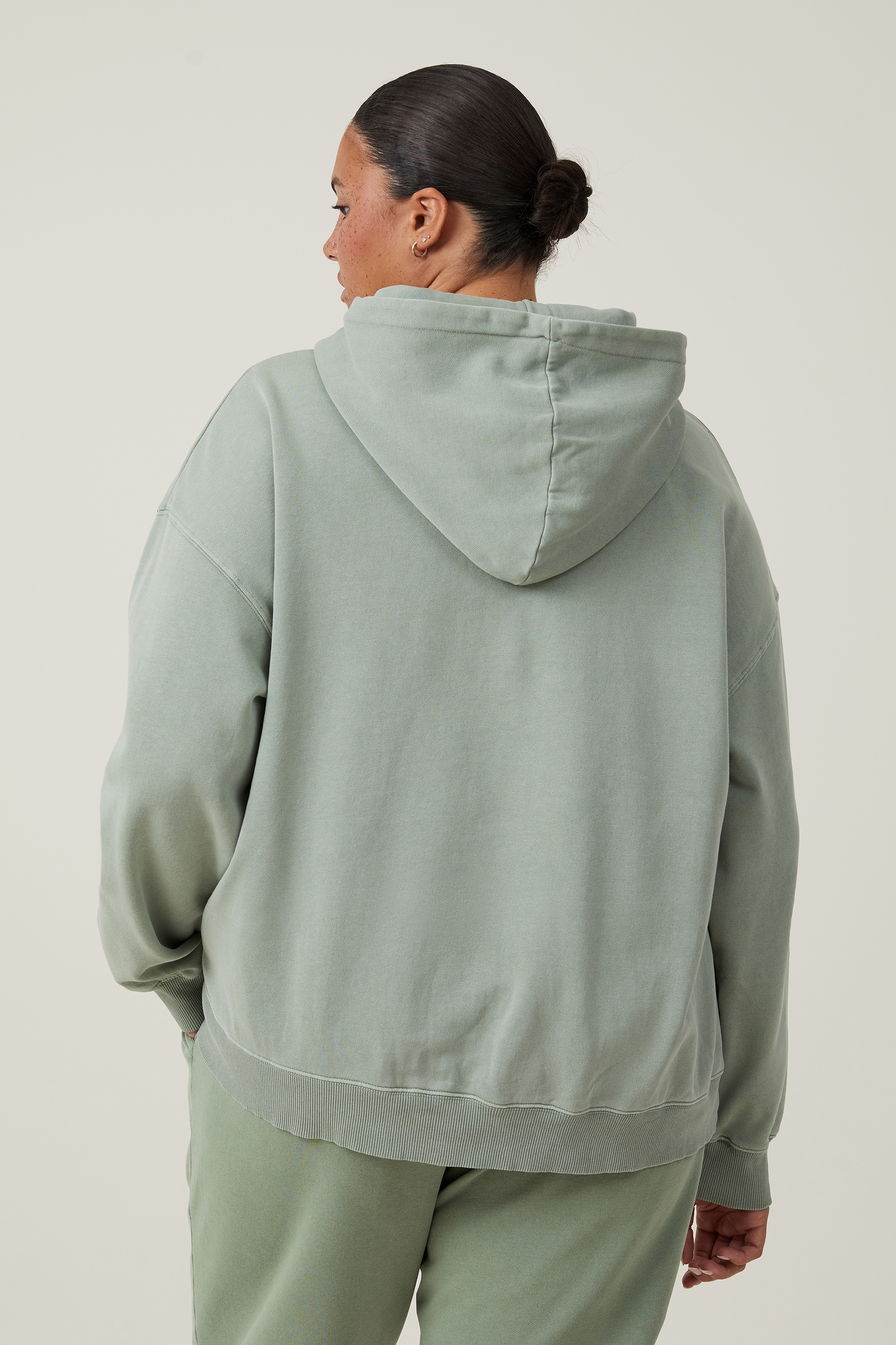Cotton on Women - Classic Washed Zip-Through Hoodie - Washed Sage