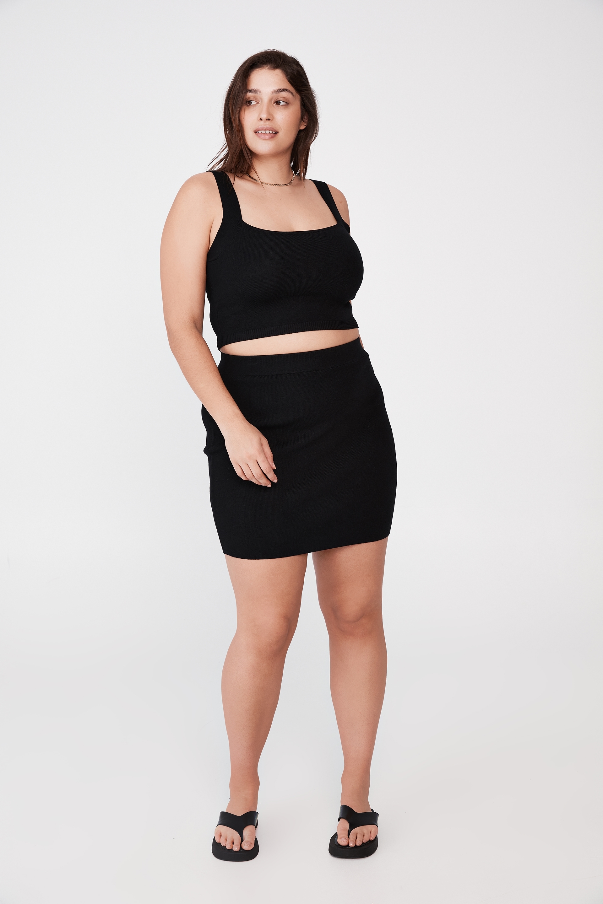 Cotton On Women - Curve Carter Spacedye Mini Skirt - Black