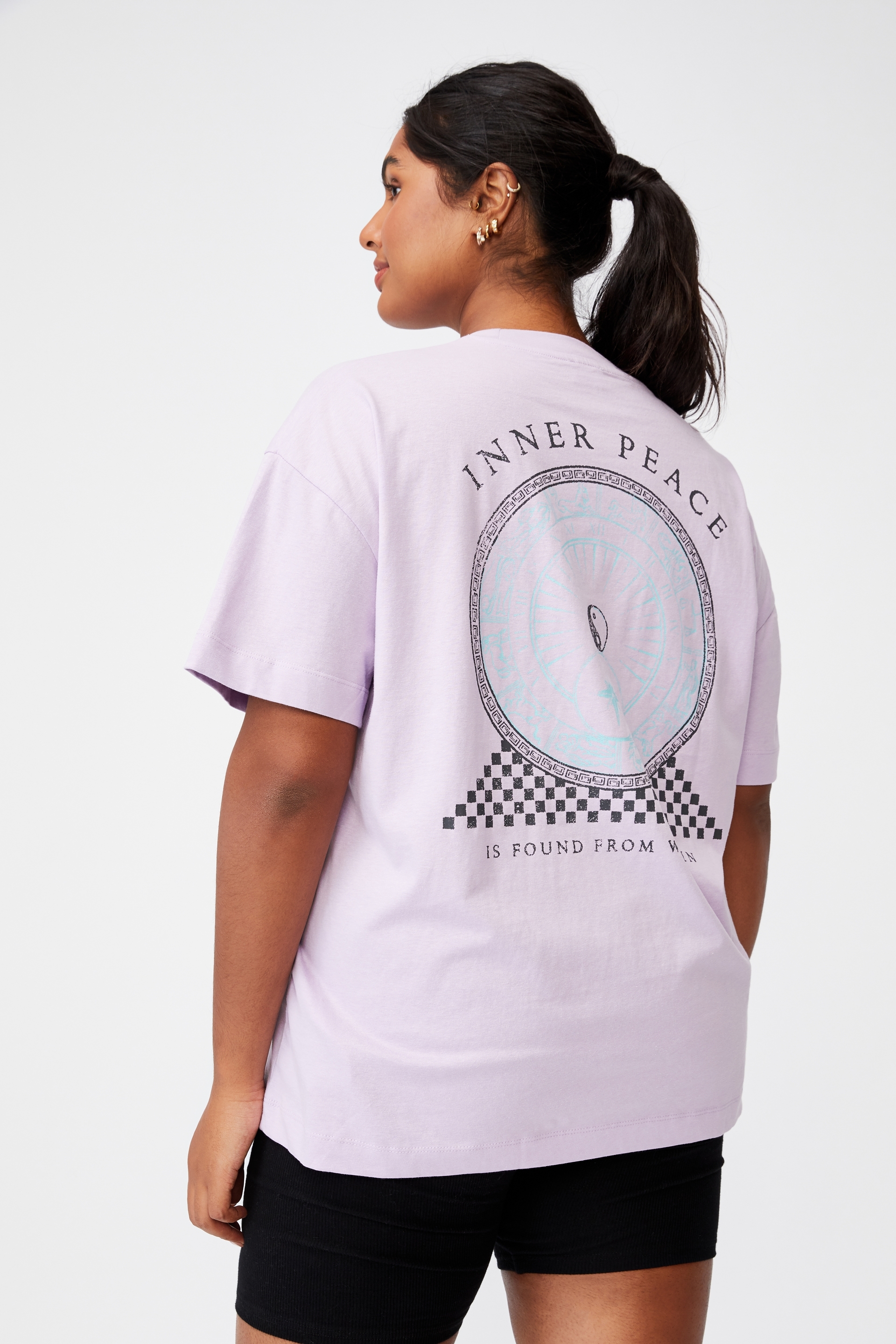 Cotton On Women - Curve Oversized Graphic Tee - Inner peace/lilac bloom