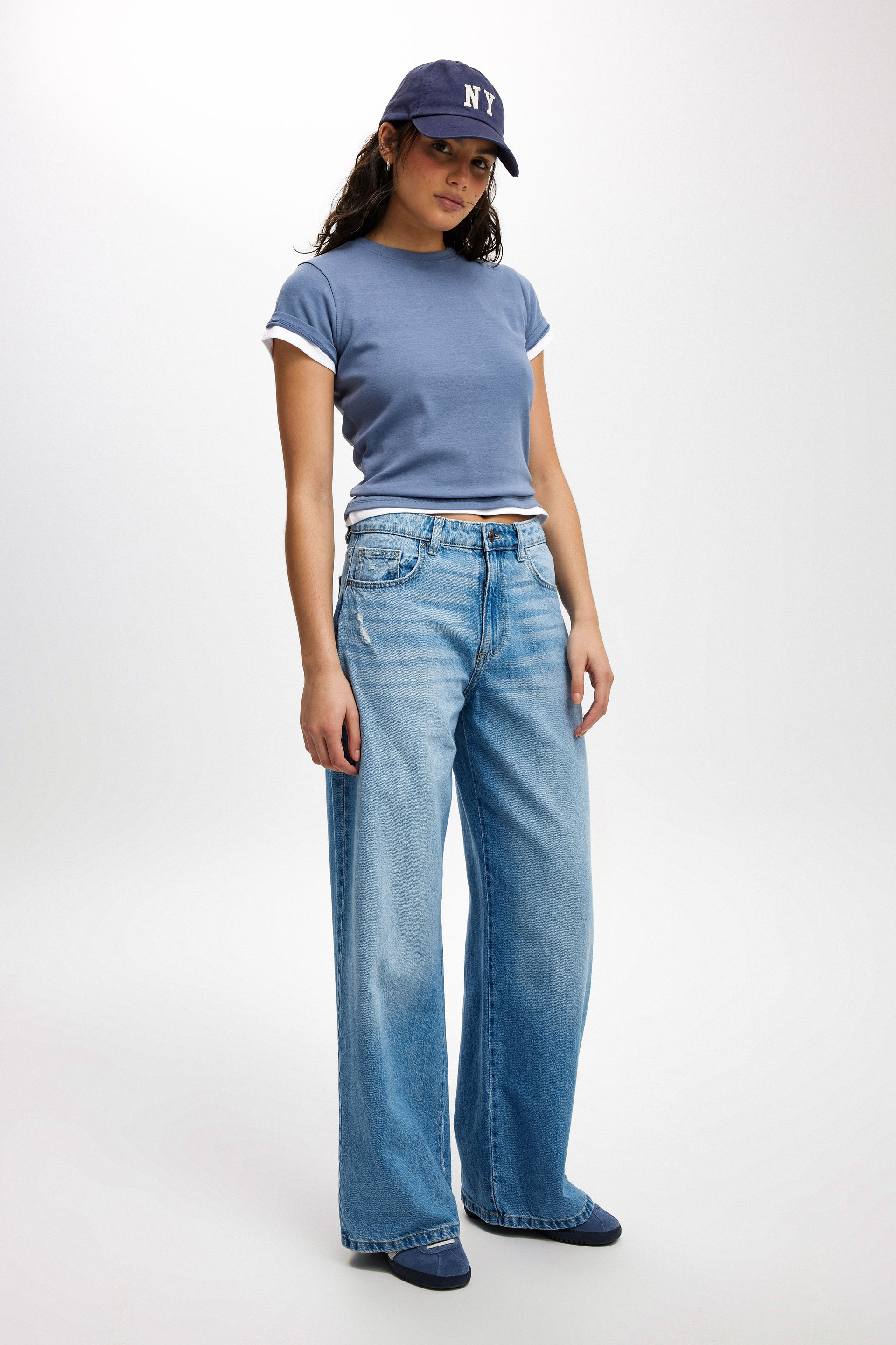 Cotton On Women - Relaxed Wide Jean - Breeze blue worn