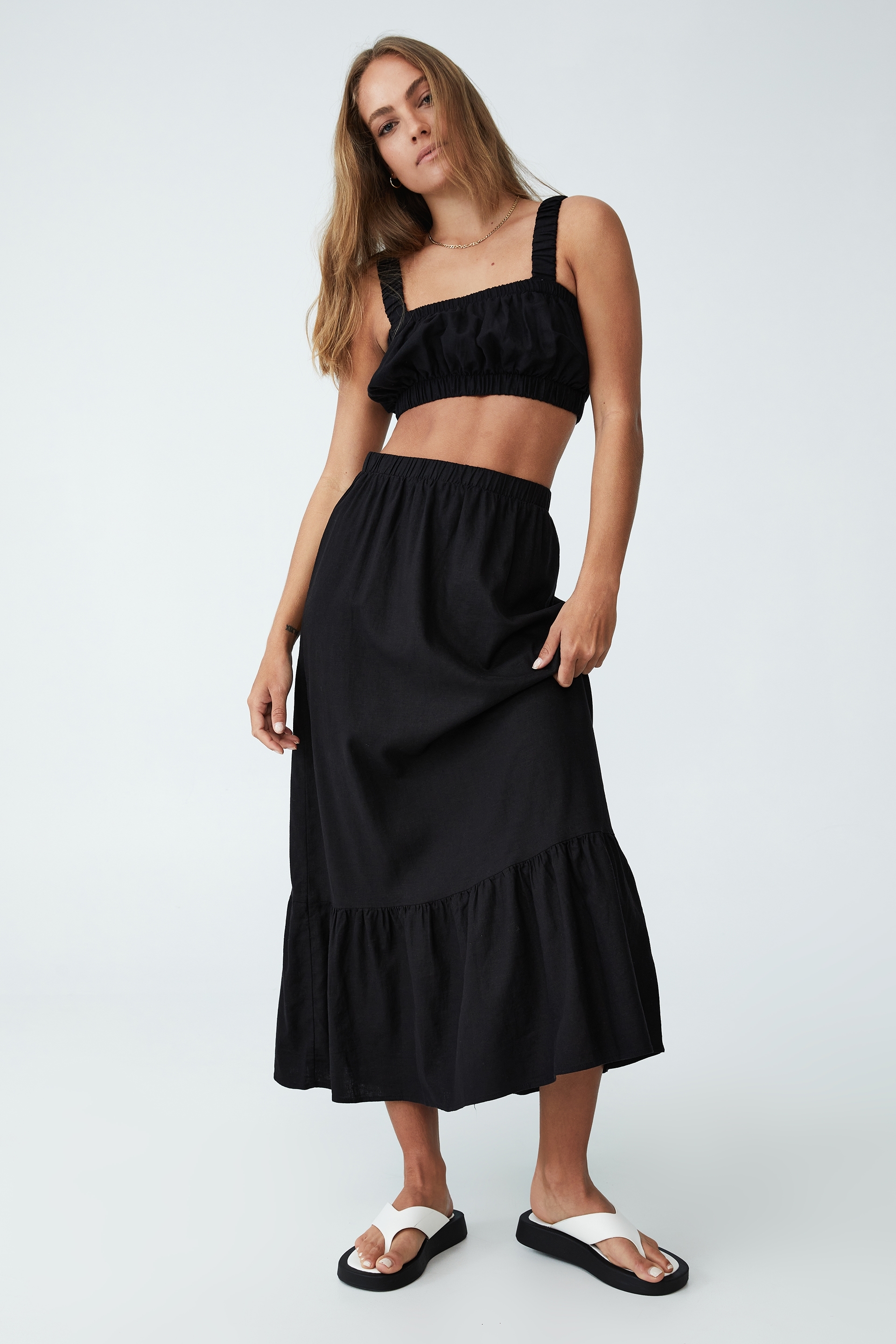 Cotton On Women - Woven Talia Ruffle Maxi Skirt - Black