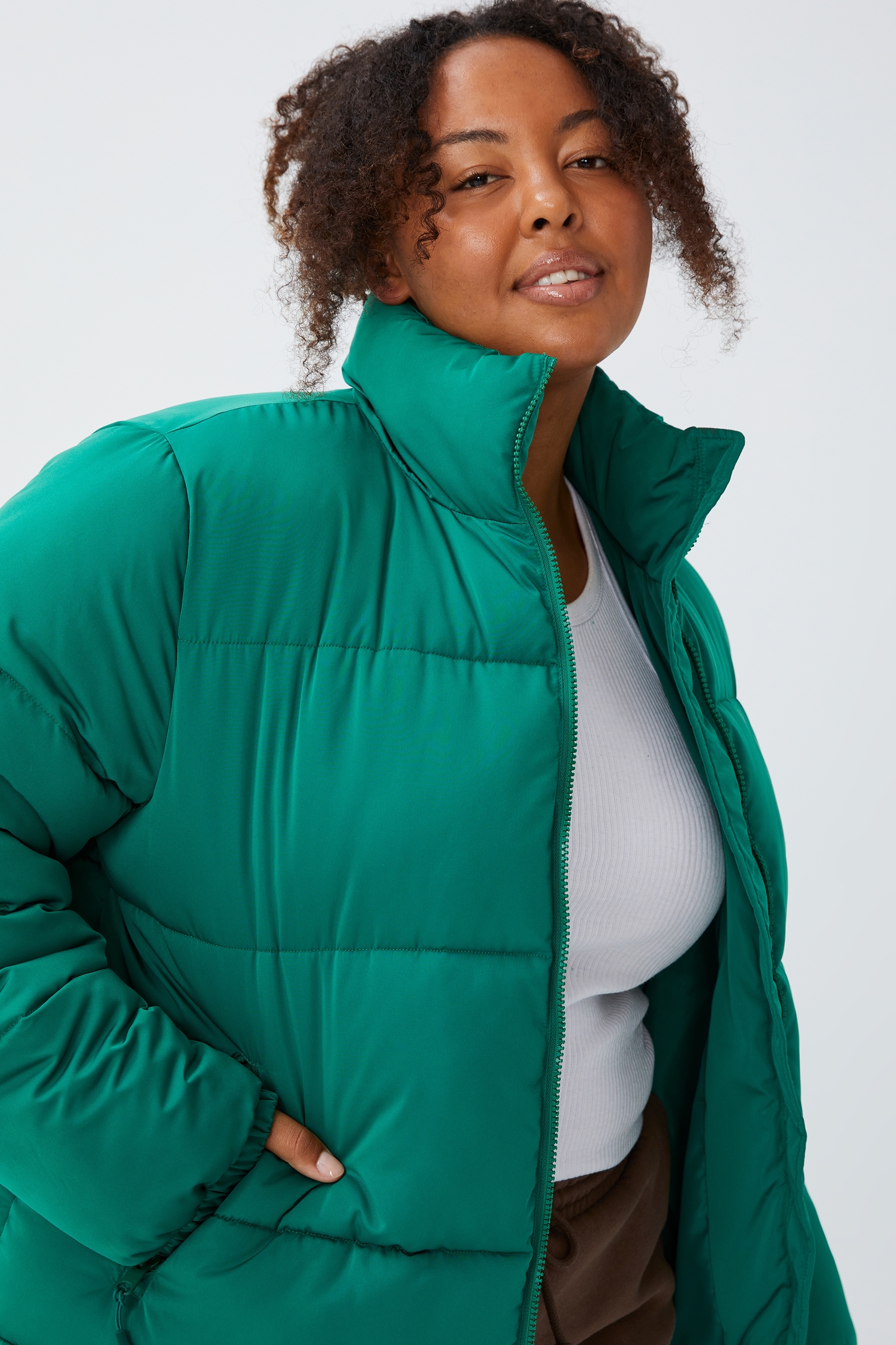 teal puffer jacket women