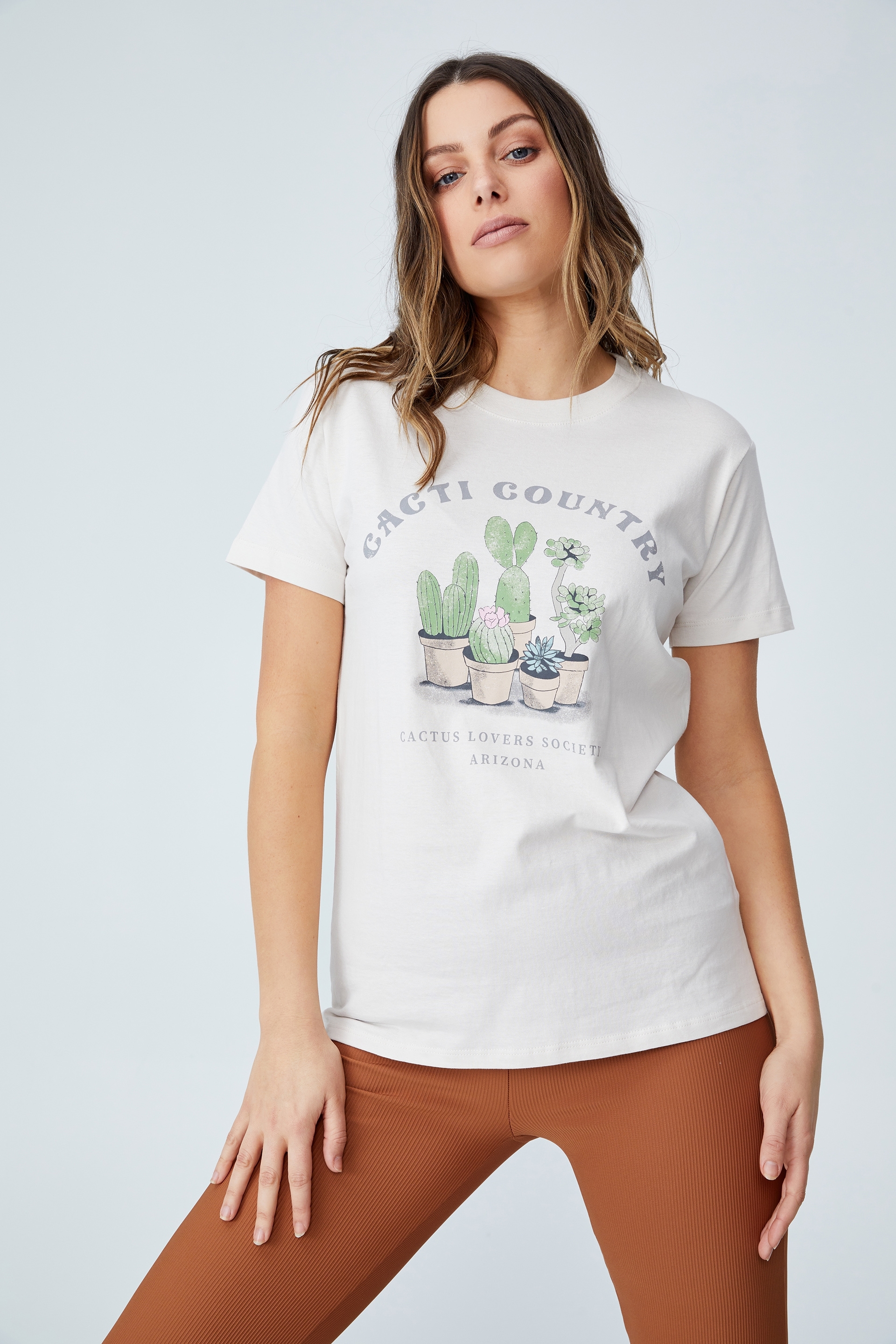 Cotton On Women - Classic Organic Cotton Graphic T Shirt - Cacti country/white sand
