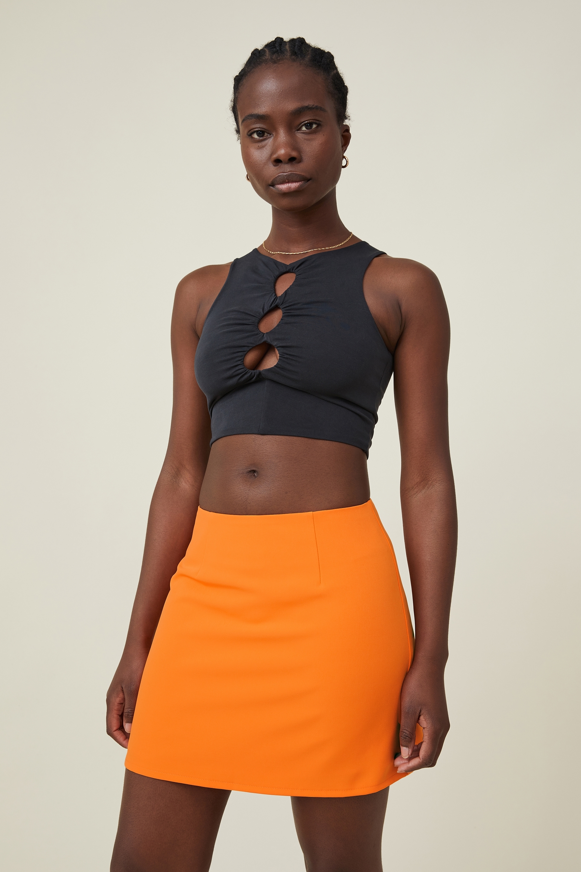 Cotton On Women - Soft Suiting Mini Skirt - Spring orange