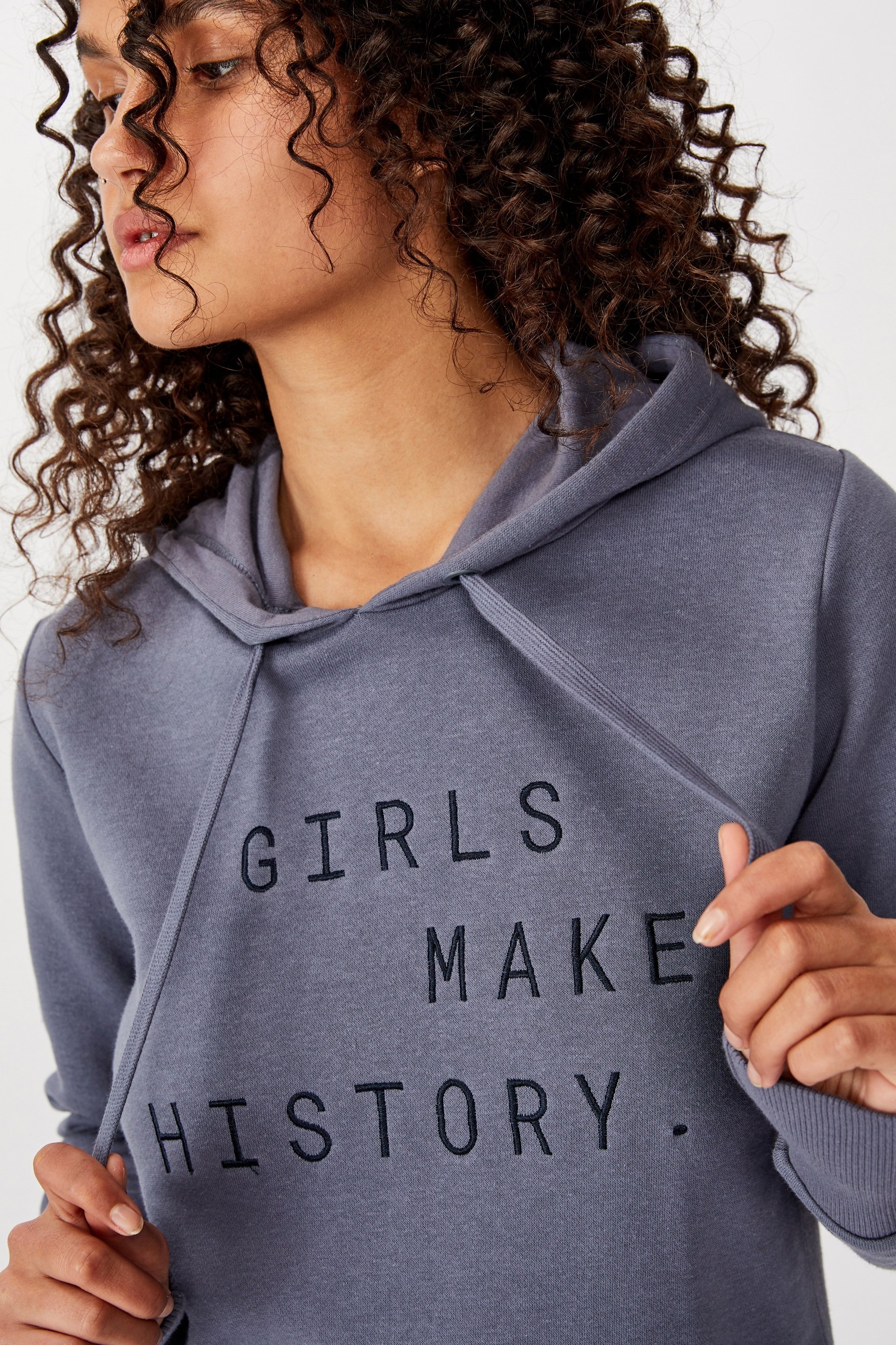 Cotton On Women - Demi Graphic Hoodie - Girls make history/grisaille