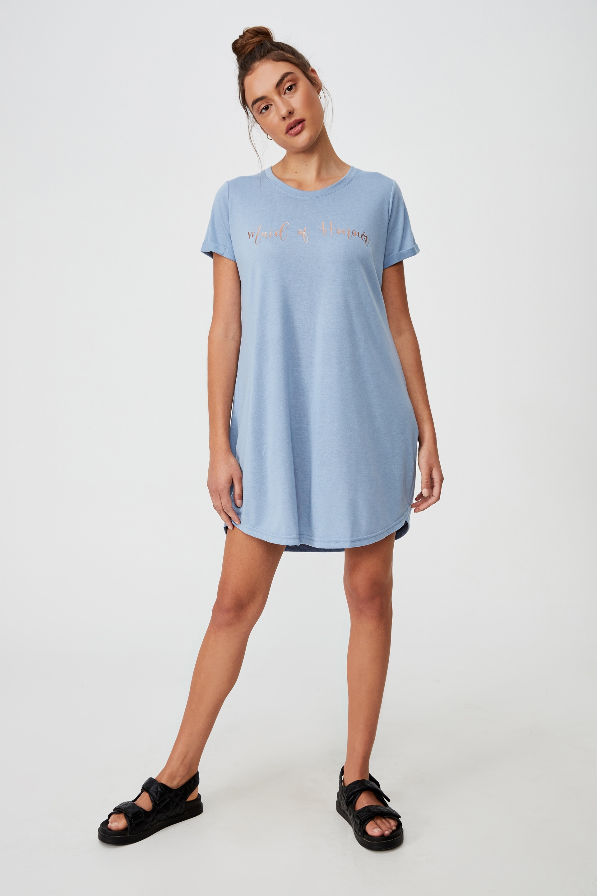 Cotton On Women - Personalised Tina Tshirt Dress - Wave washed blue