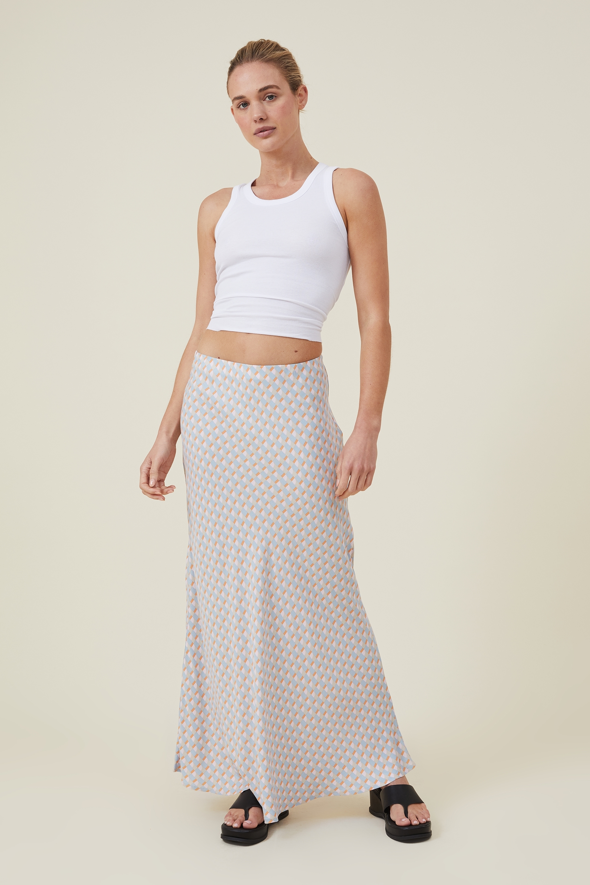Cotton On Women - Bloom Maxi Slip Skirt - Holly geo seaside blue