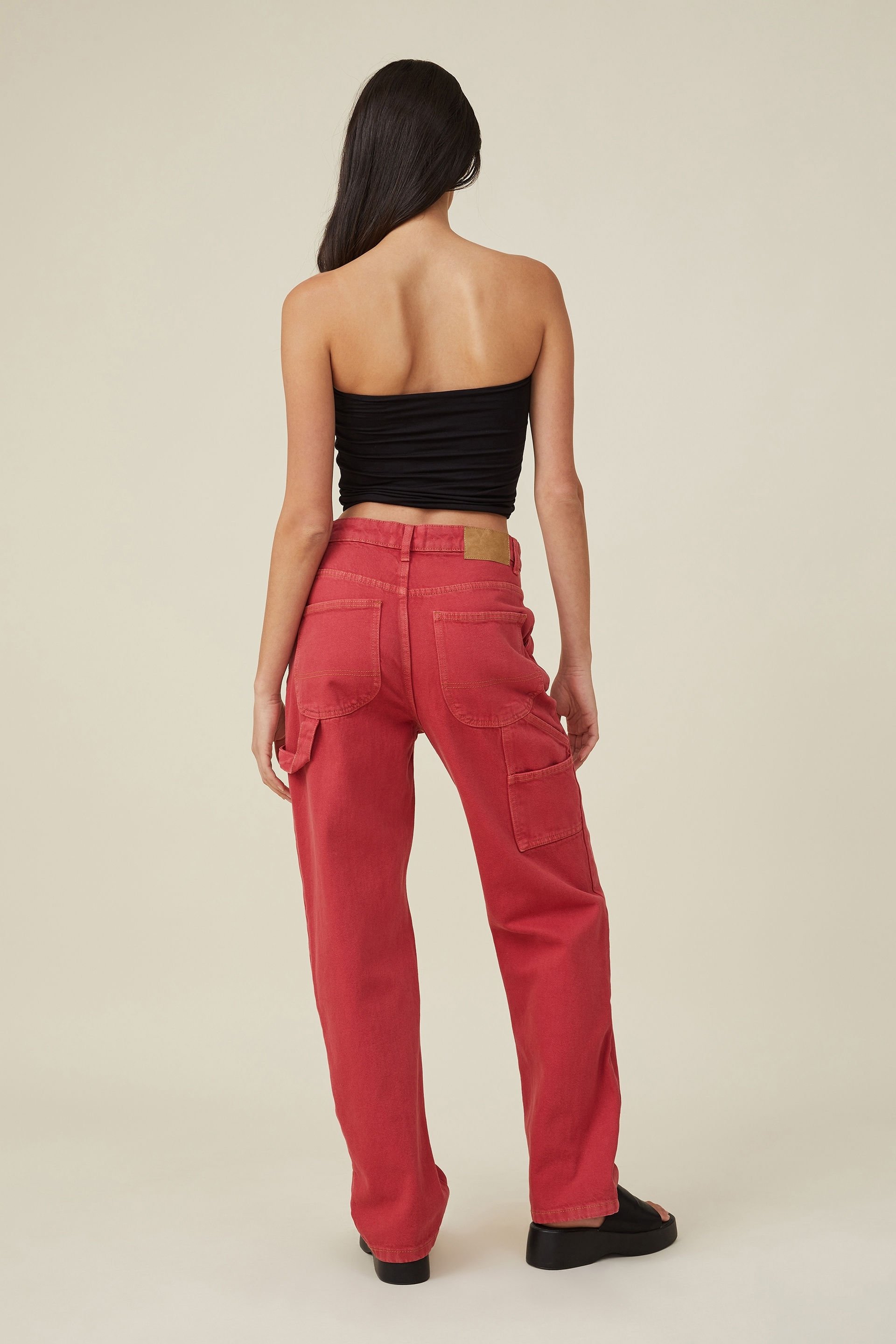 red carpenter pants