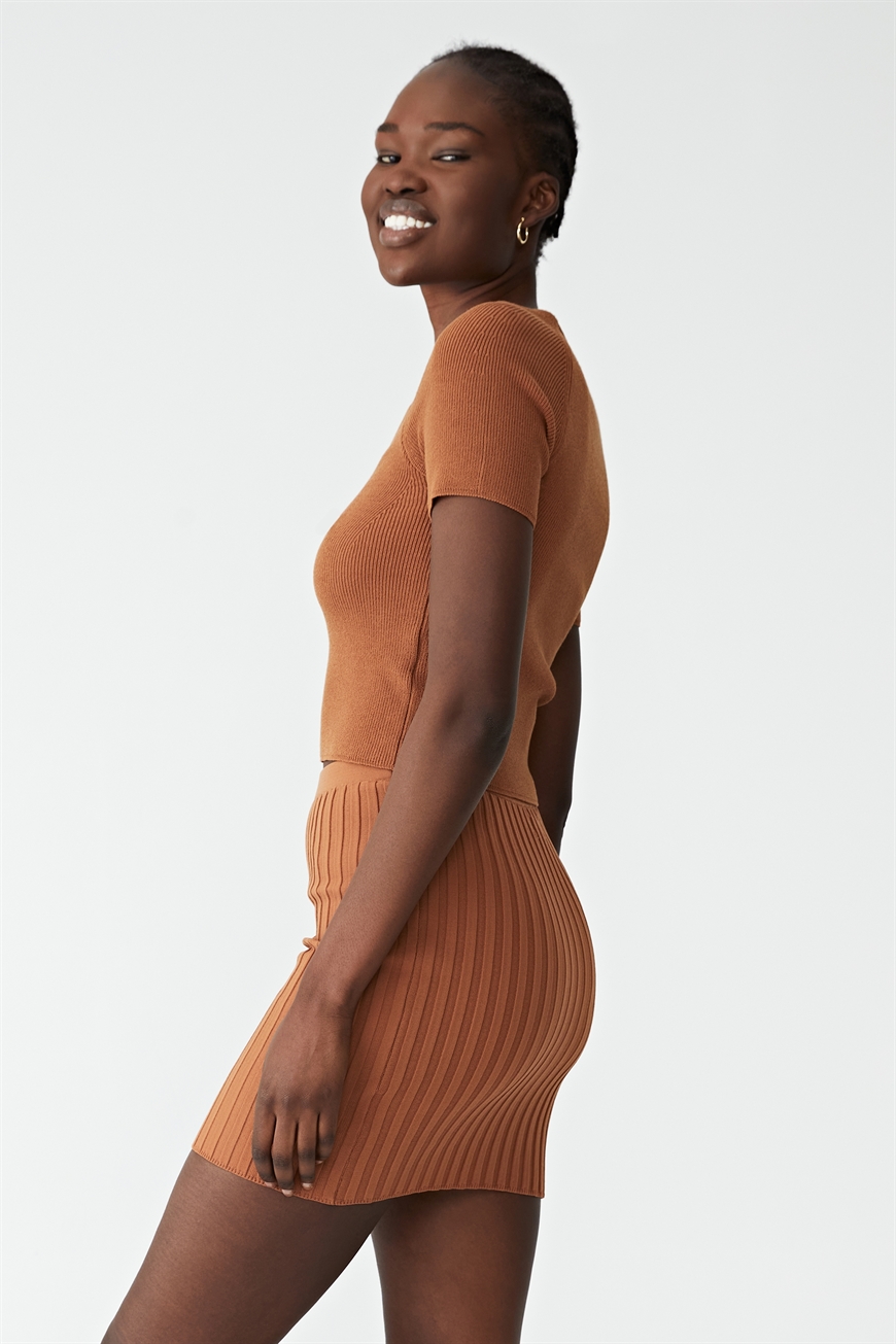 Cotton On Women - Nightfall Knit Mini Skirt - Bronzed brown