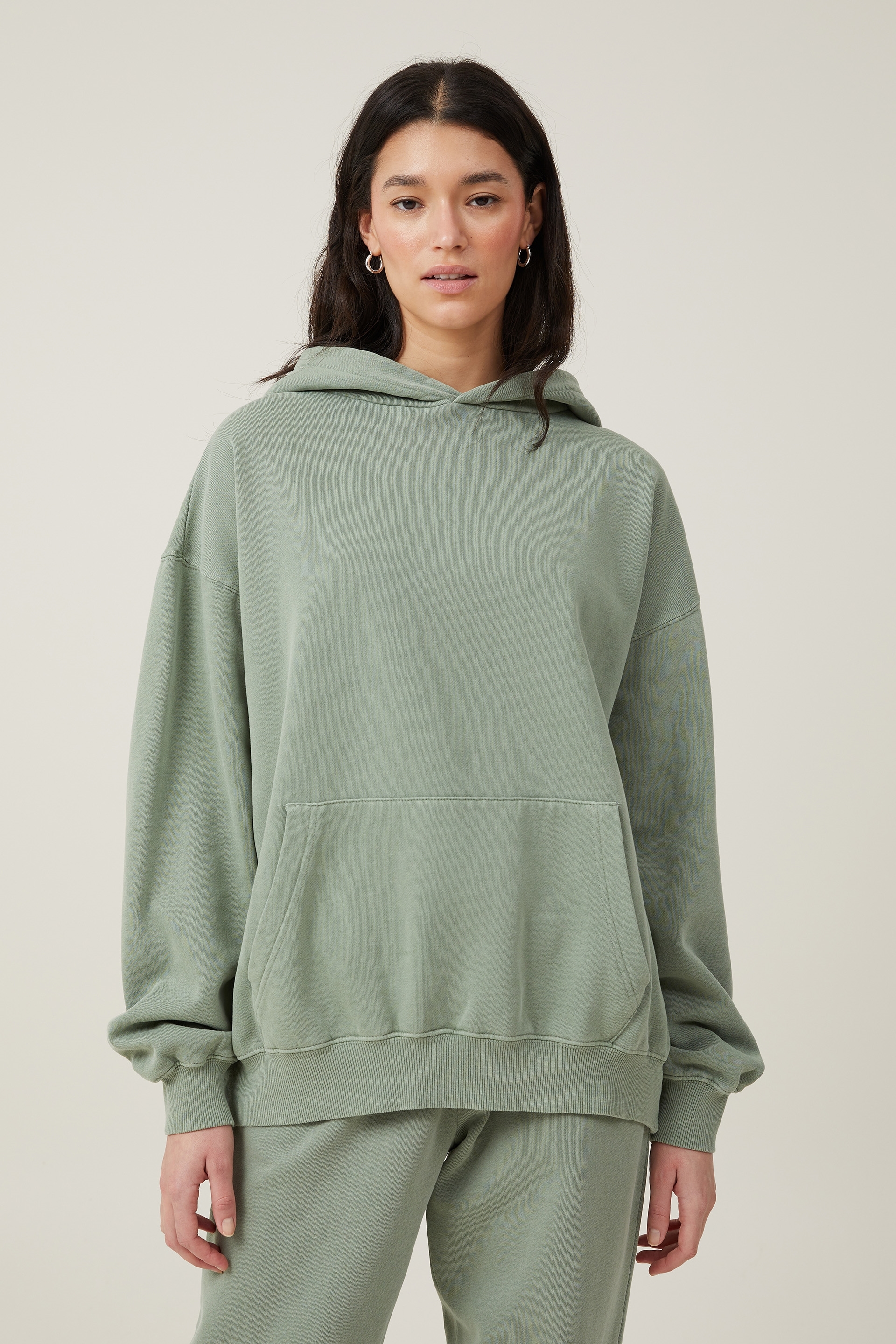 Cotton on Women - Classic Washed Zip-Through Hoodie - Washed Sage