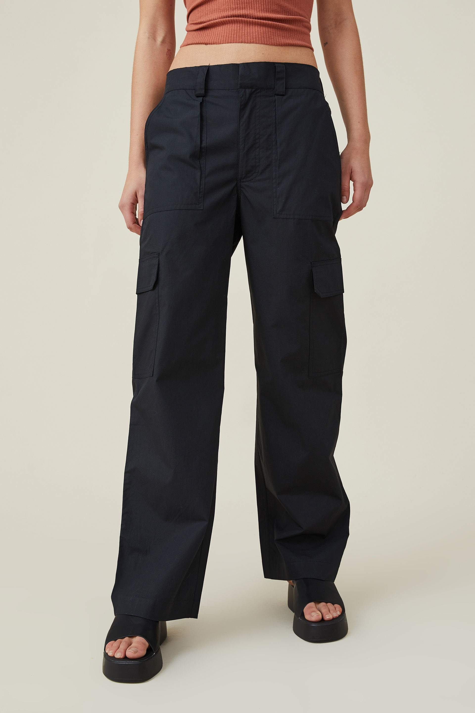 Stone Cotton Cuffed Cargo Trousers | New Look