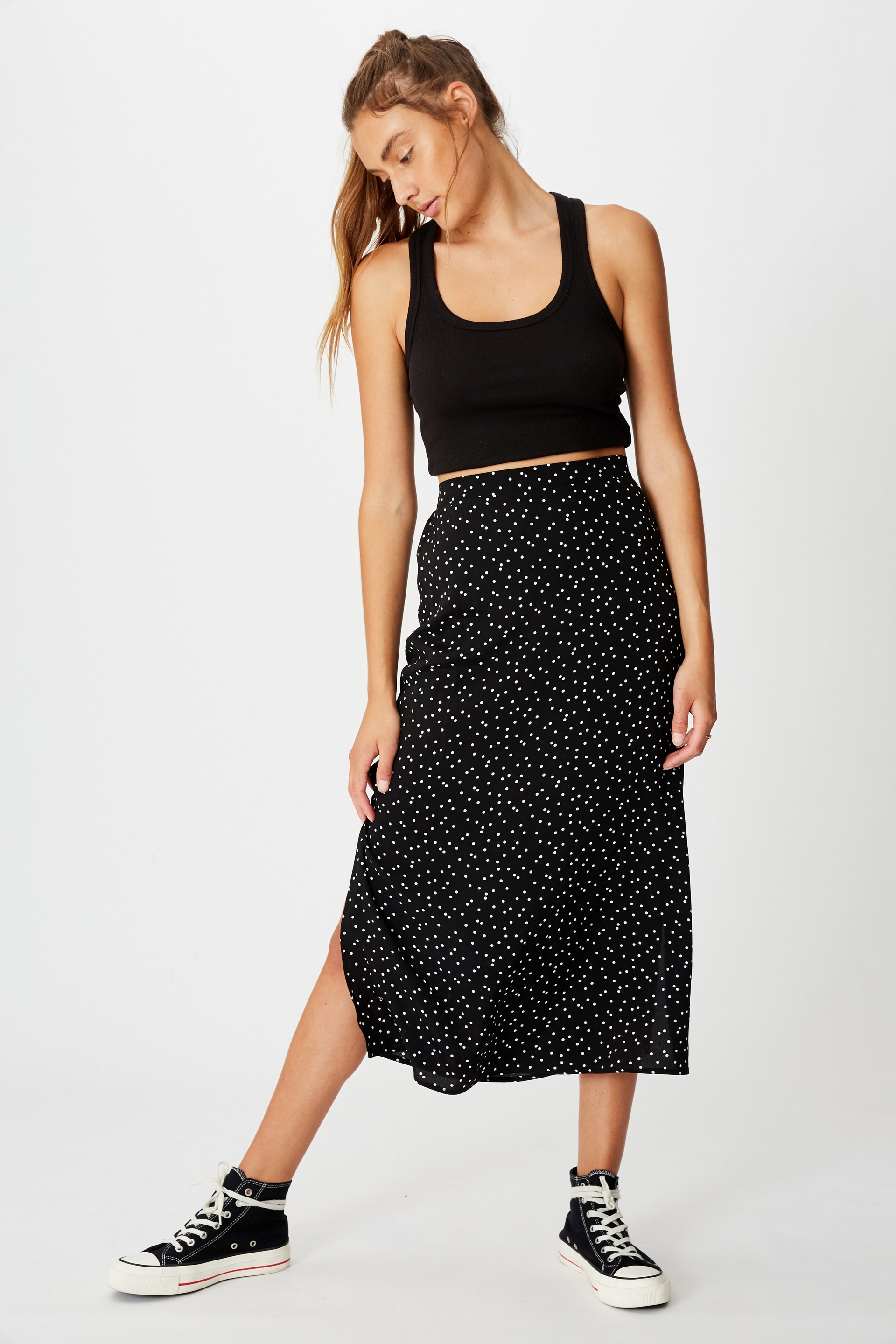 Cotton On Women - 90S Slip Skirt - Daisy spot black