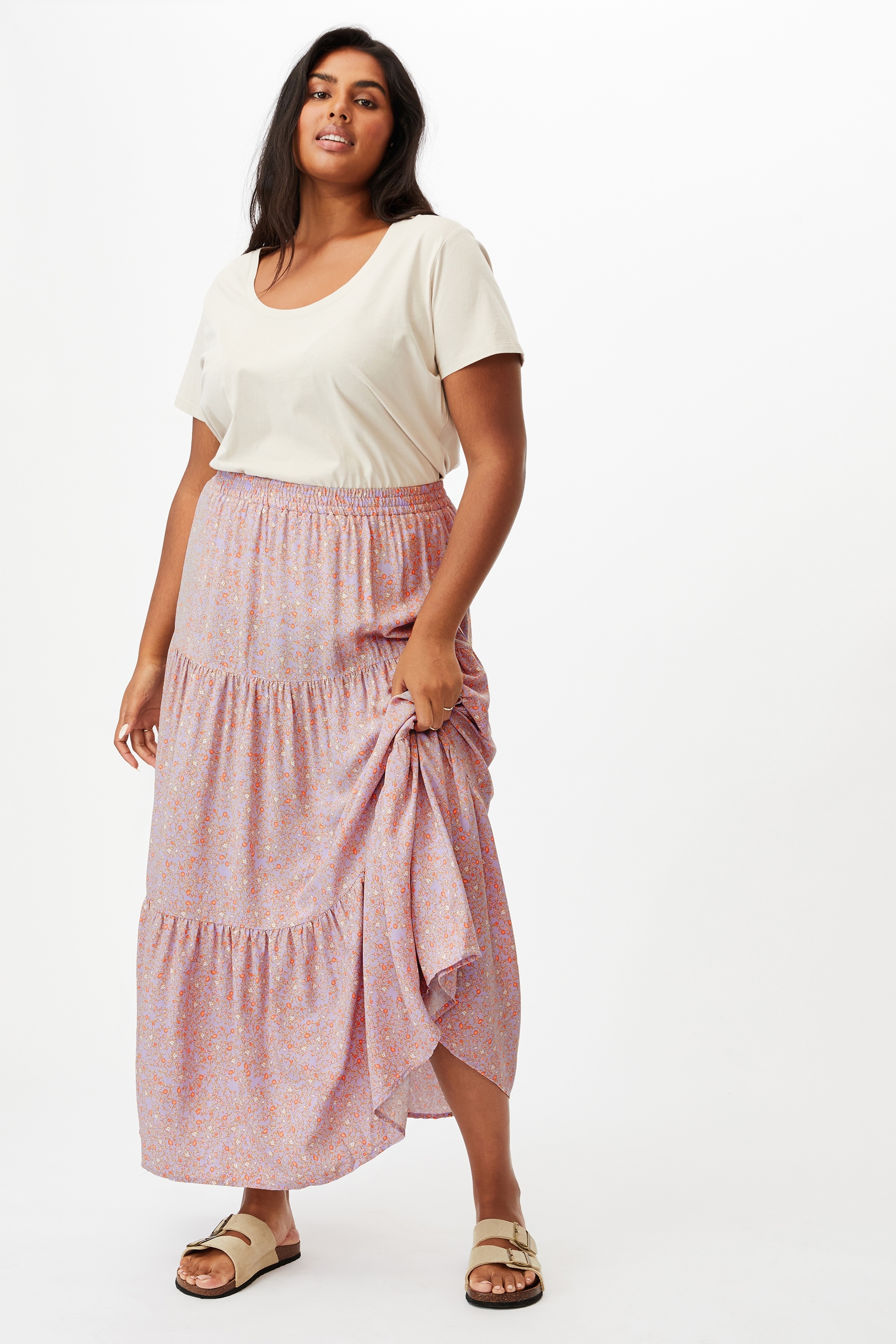 Cotton On Women - Curve Jasmine Maxi Skirt - Ashlee ditsy lilac bloom