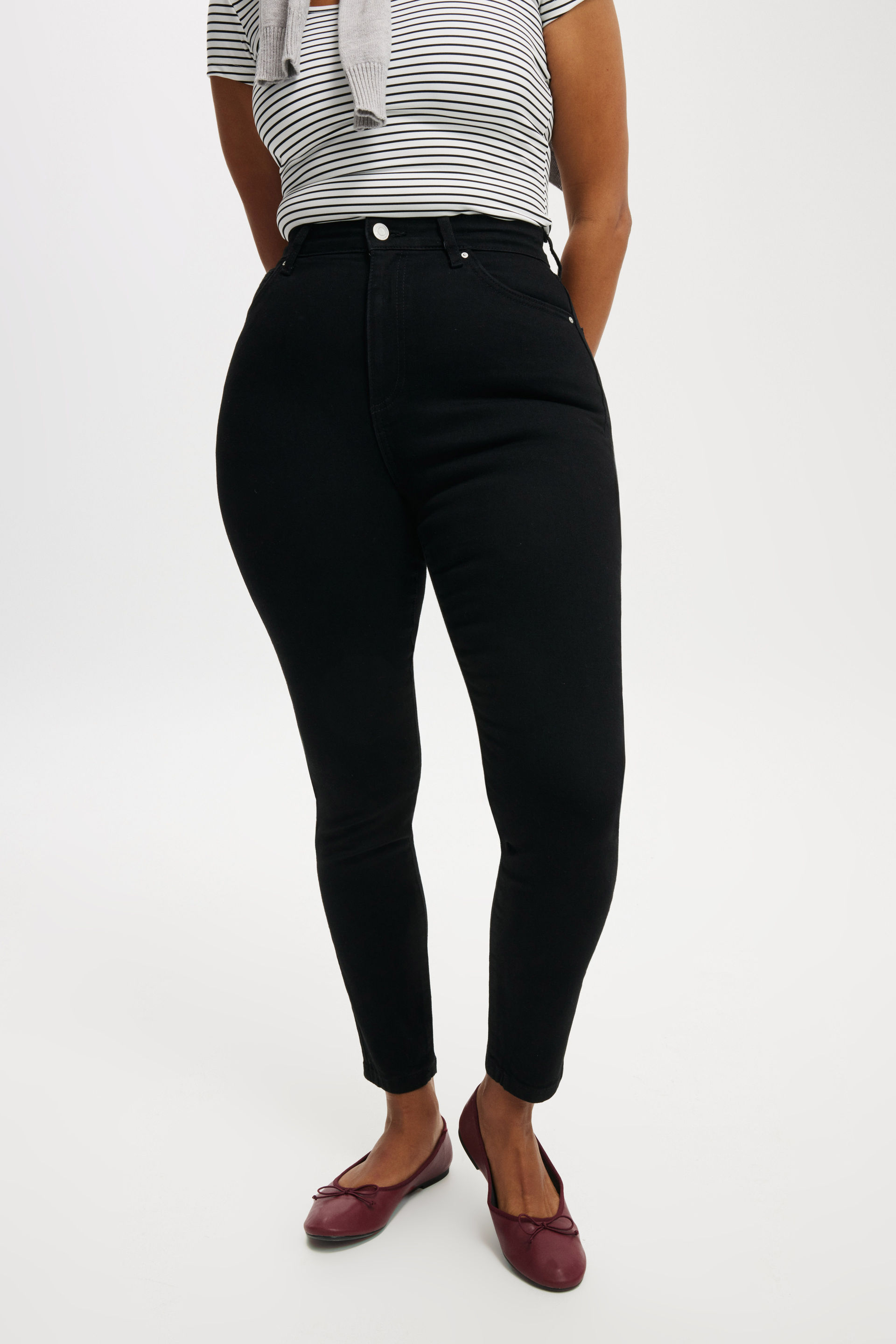 Cotvotee High Waist Jeans for Women Fashion Stretch Skinny Black